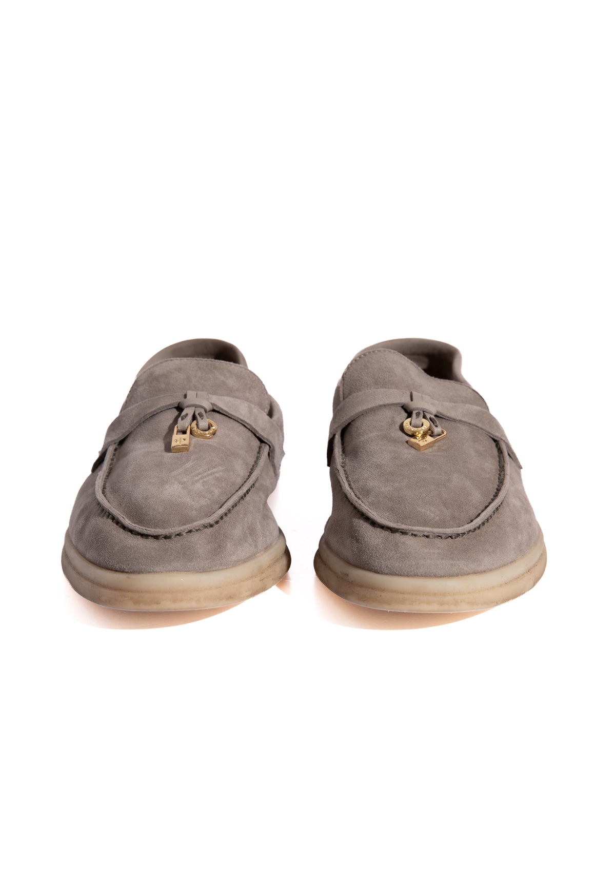 LORO PIANA Grey Suede 'Summer Walk' Loafers (Sz. 38)