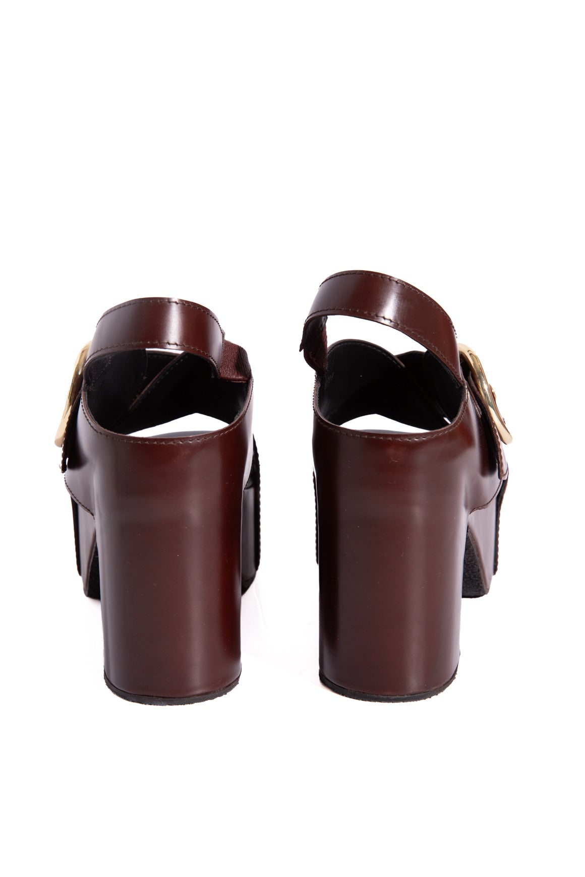 DRIES VAN NOTEN Chocolate Leather Platform Sandals (Sz. 36)