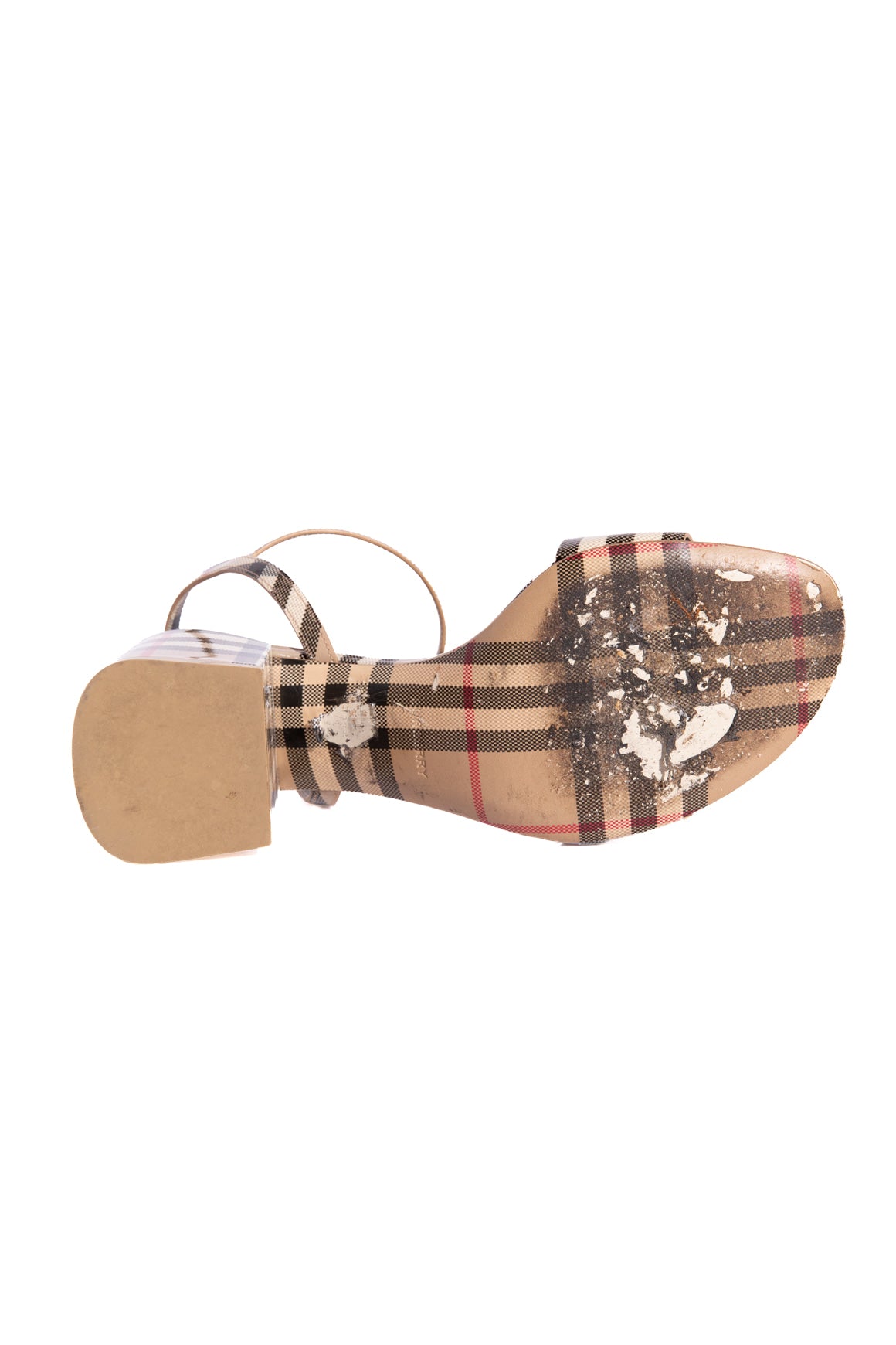 BURBERRY Haymarket Block Heel Sandals (Sz. 37)