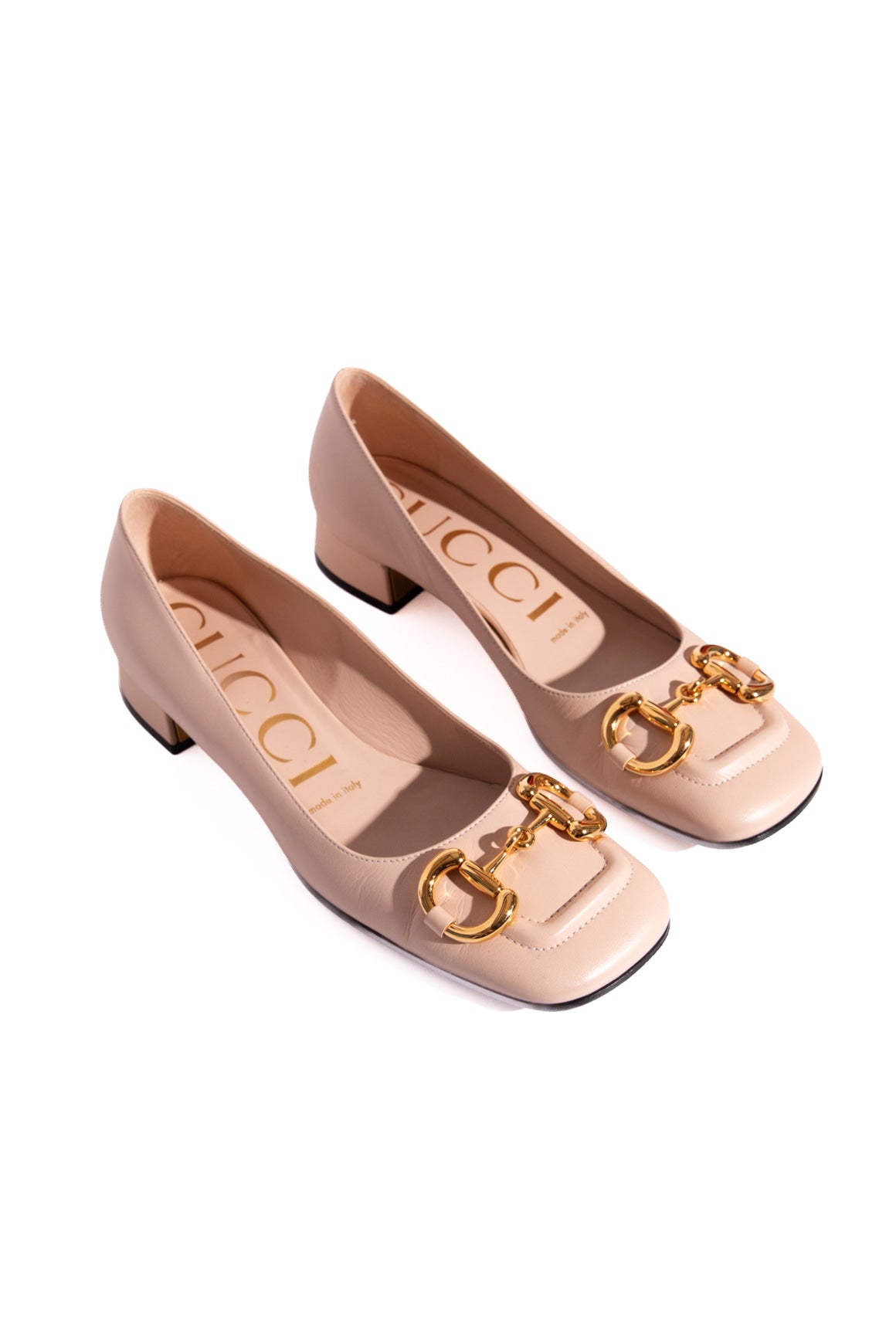 GUCCI Blush Horse-bit Block Heels (Sz. 35.5)