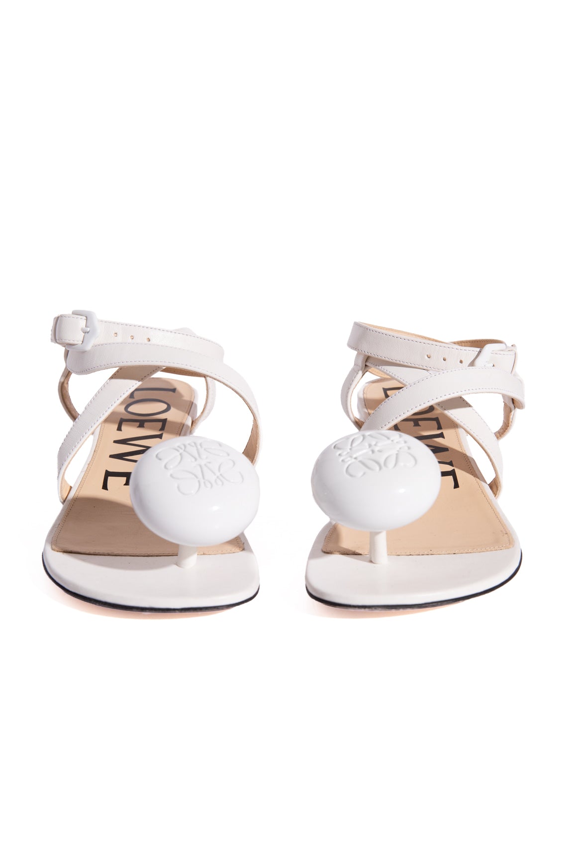 LOEWE White Pebbled Toe Calle Sandals (Sz. 37)