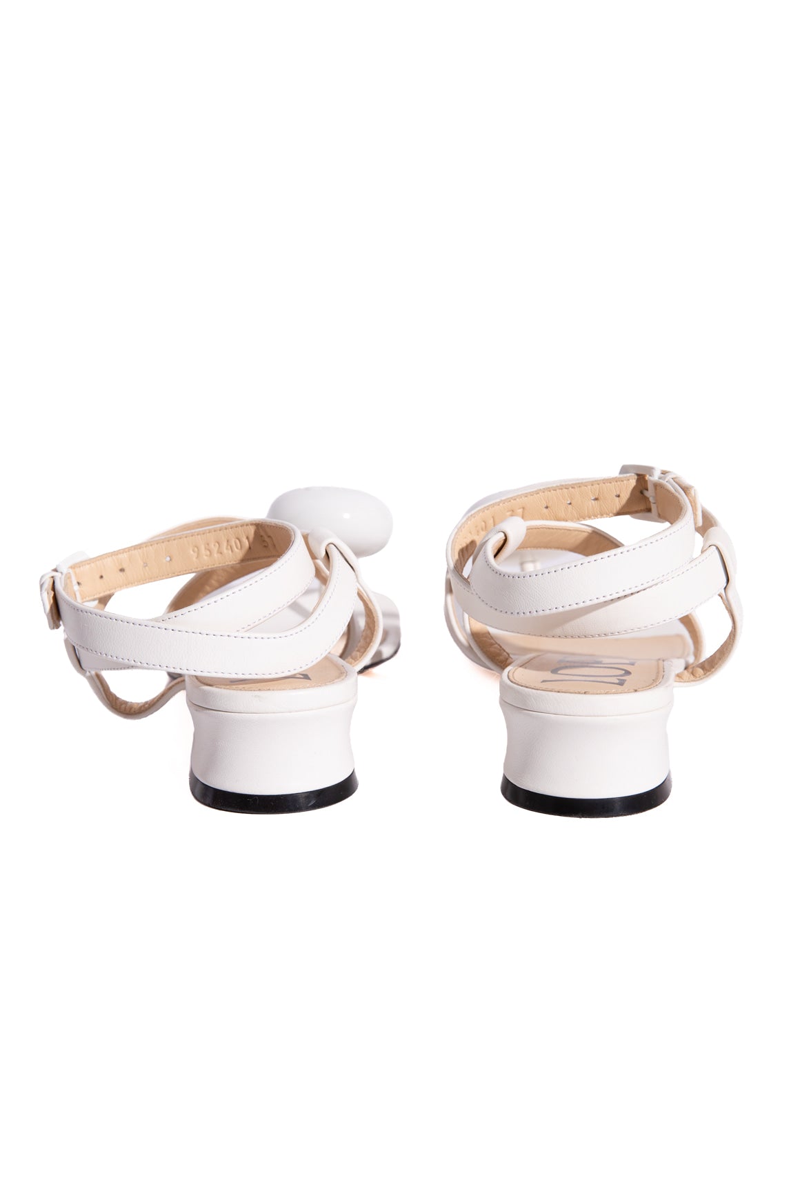 LOEWE White Pebbled Toe Calle Sandals (Sz. 37)