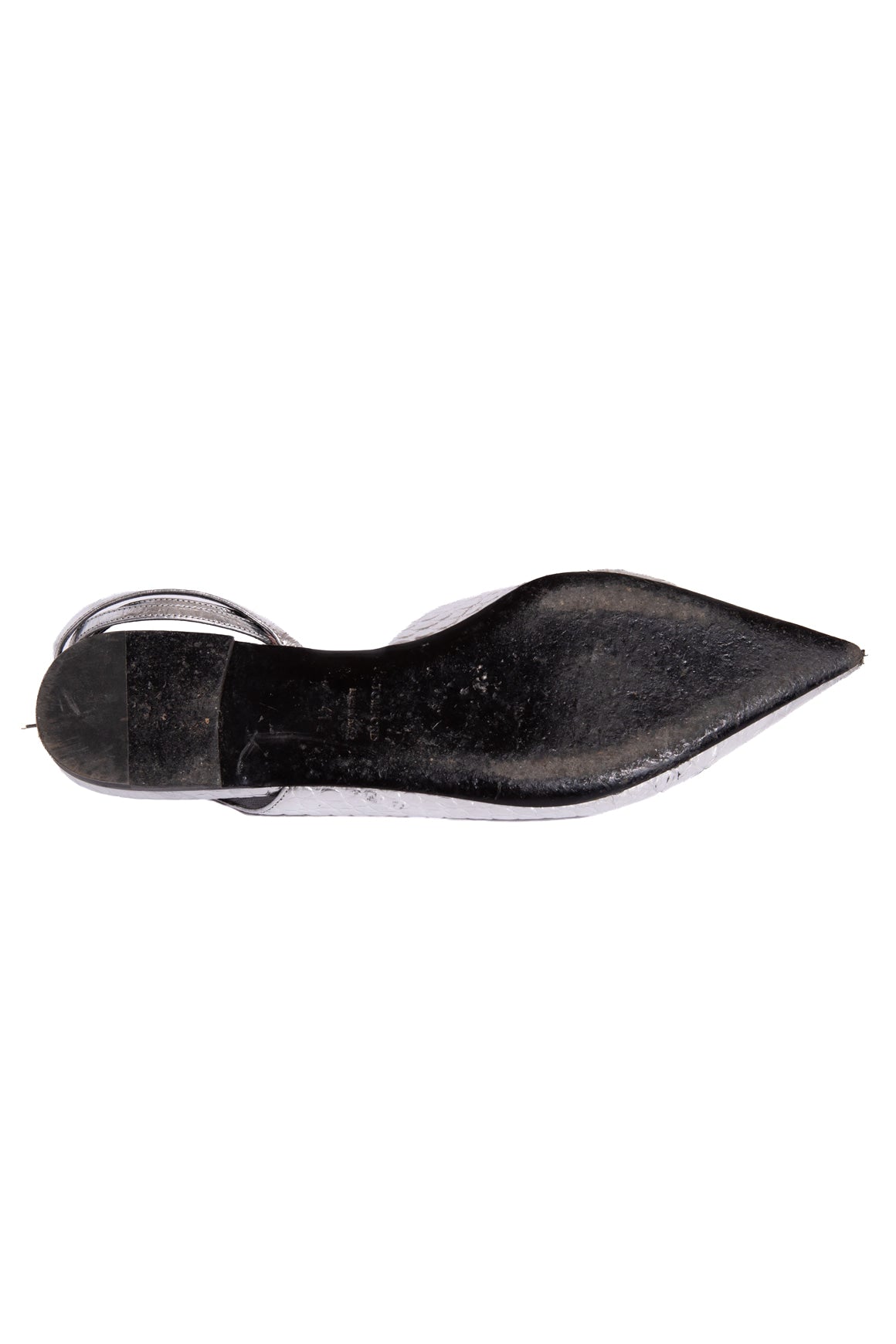 TOM FORD Silver Crocodile Ankle Lock Flats (Sz. 41)
