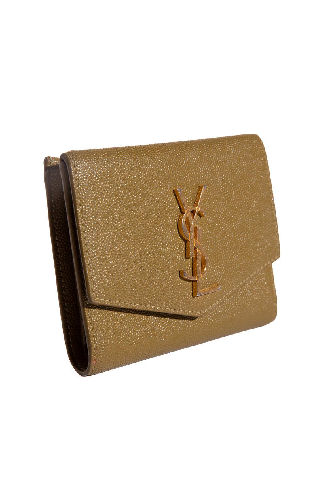 SAINT LAURENT Olive Uptown Compact Wallet