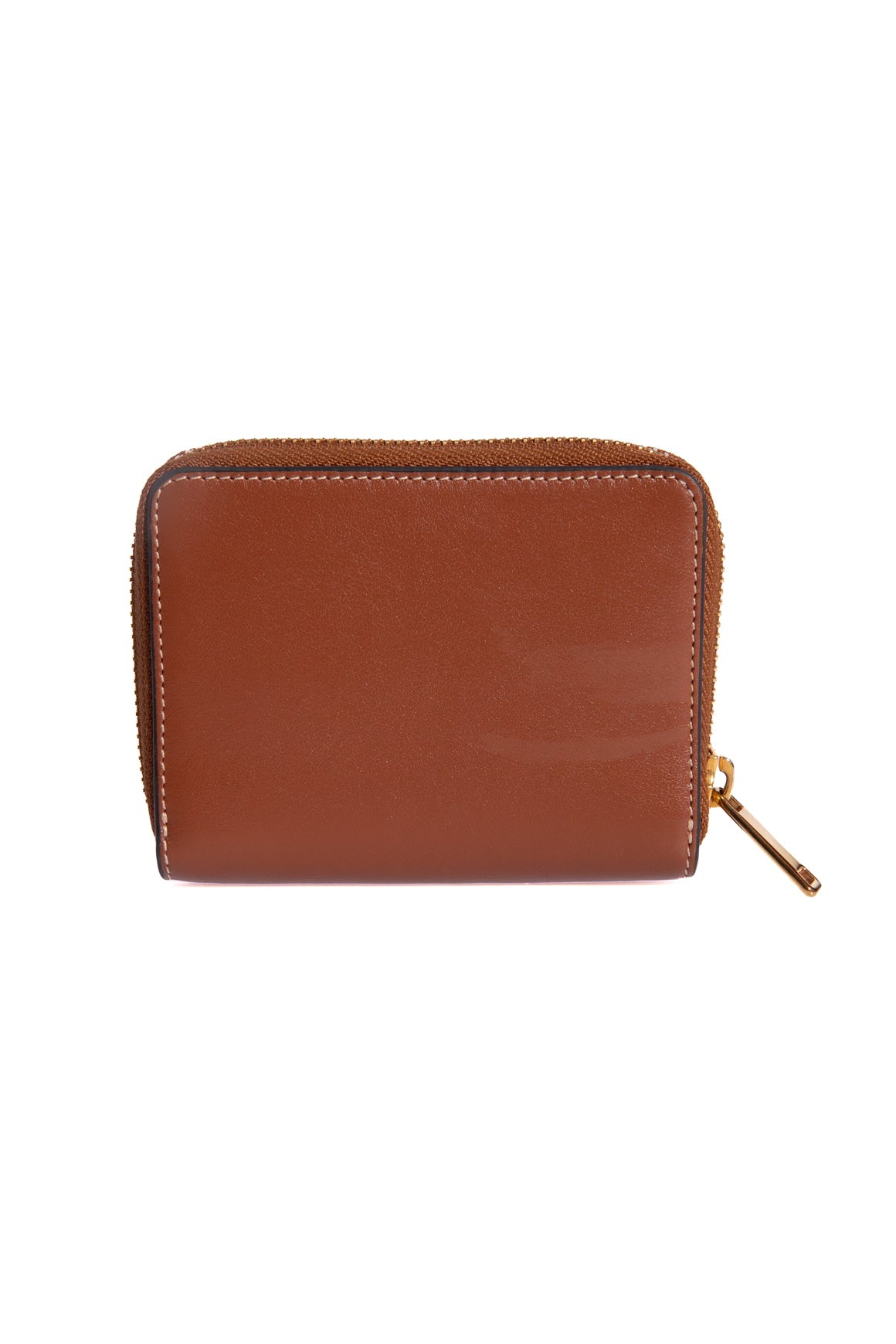 CELINE Tan Leather Triomphe Zip Around Coin Pouch