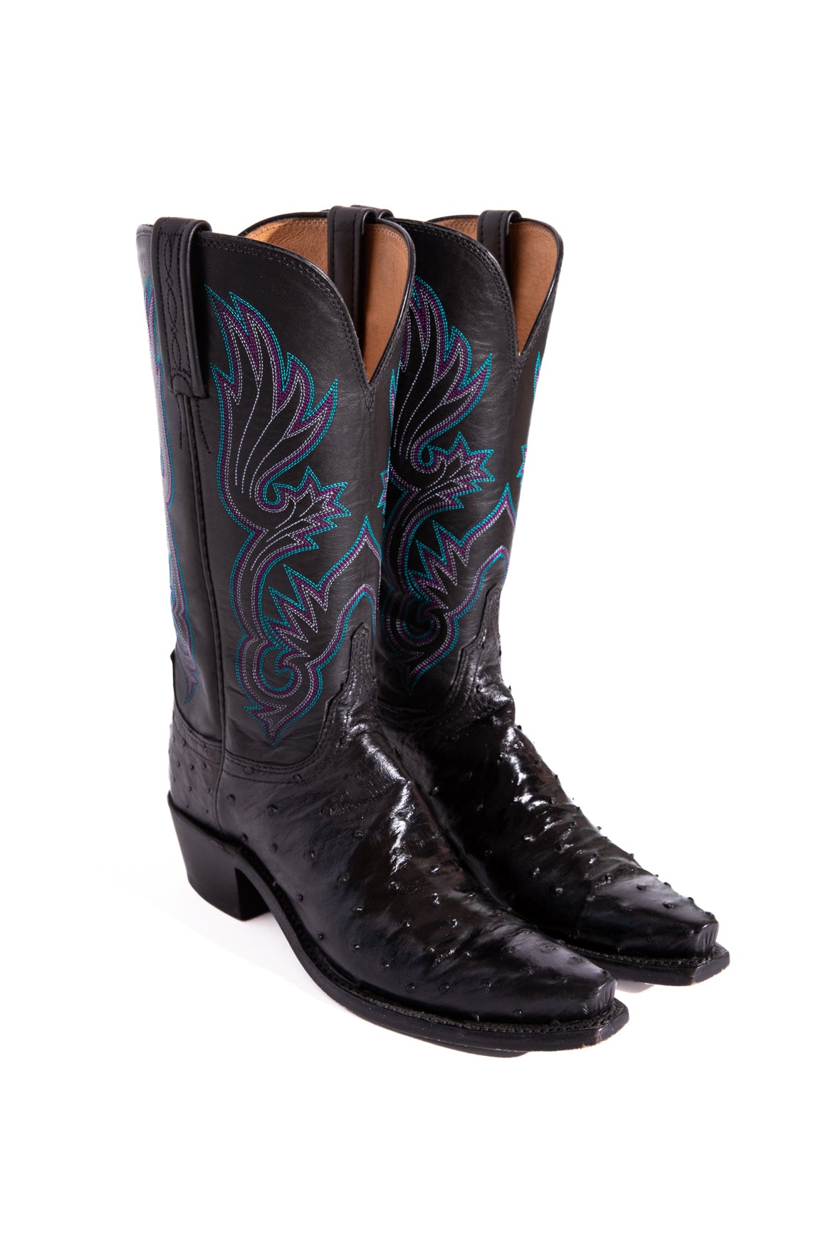 LUCCHESE Black Ostrich "Dolly" Boots (Sz. 7.5)