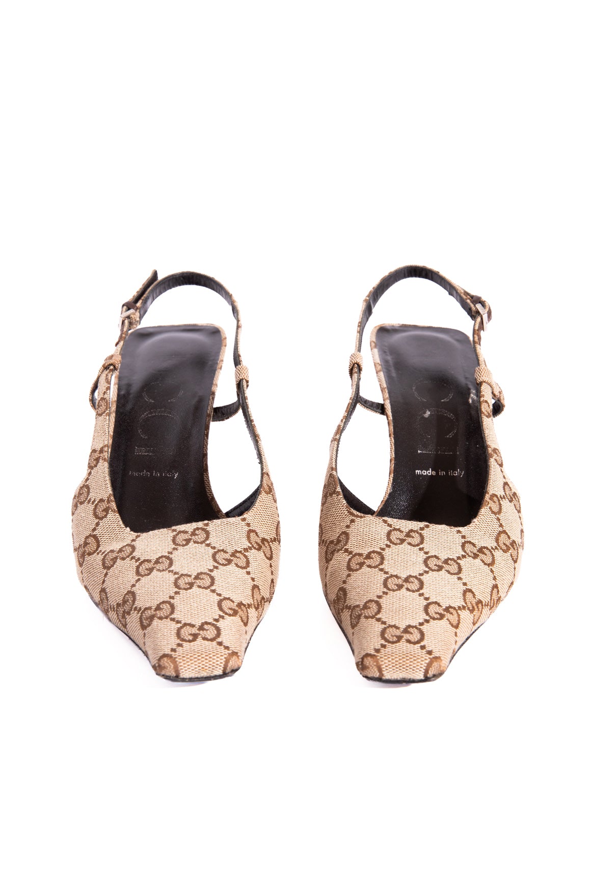 GUCCI Tan GG Canvas Slingback Heels (Sz. 40)