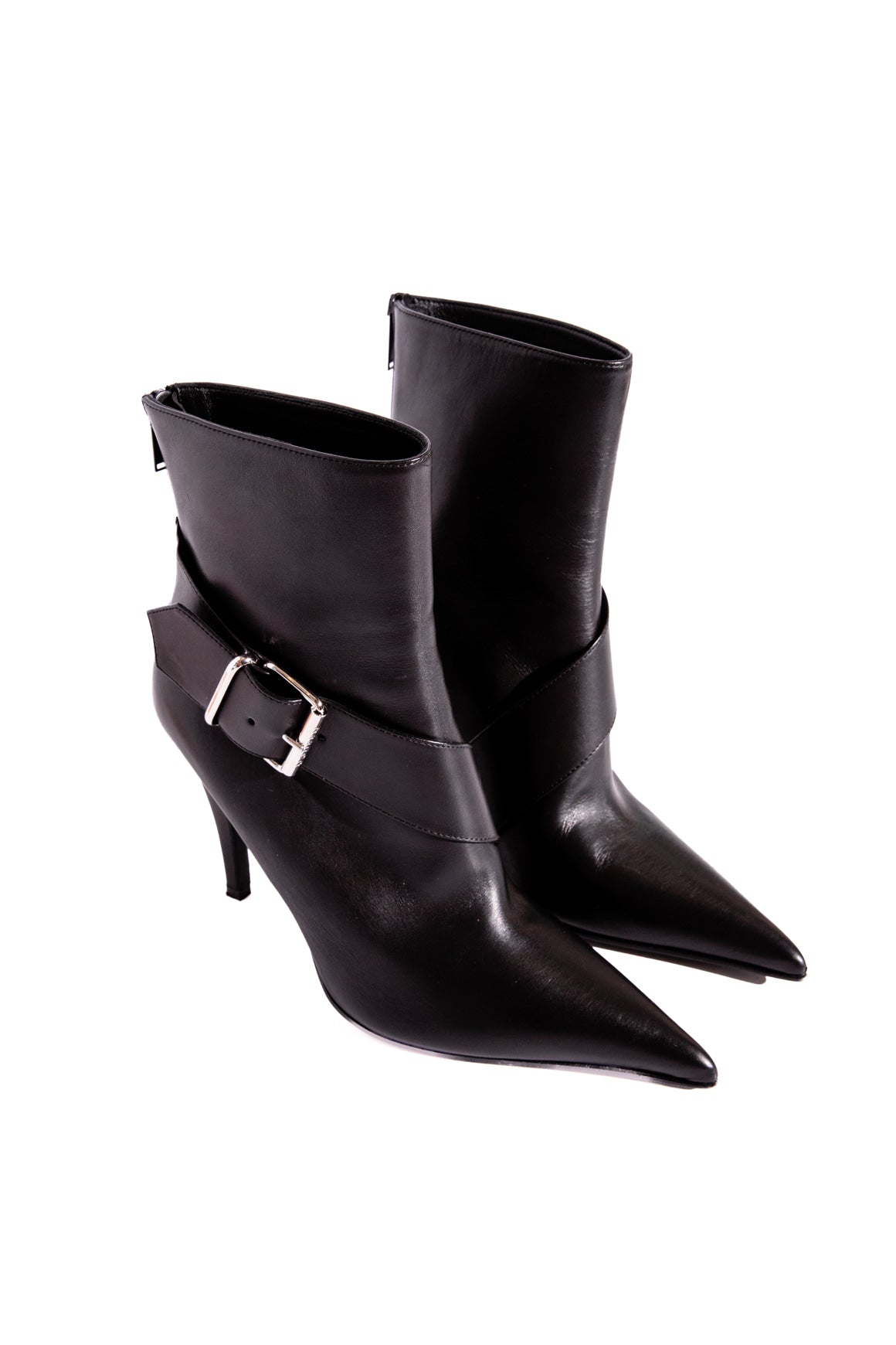 ALEXANDER MCQUEEN Black Heron Buckle Boots (Sz. 40.5)