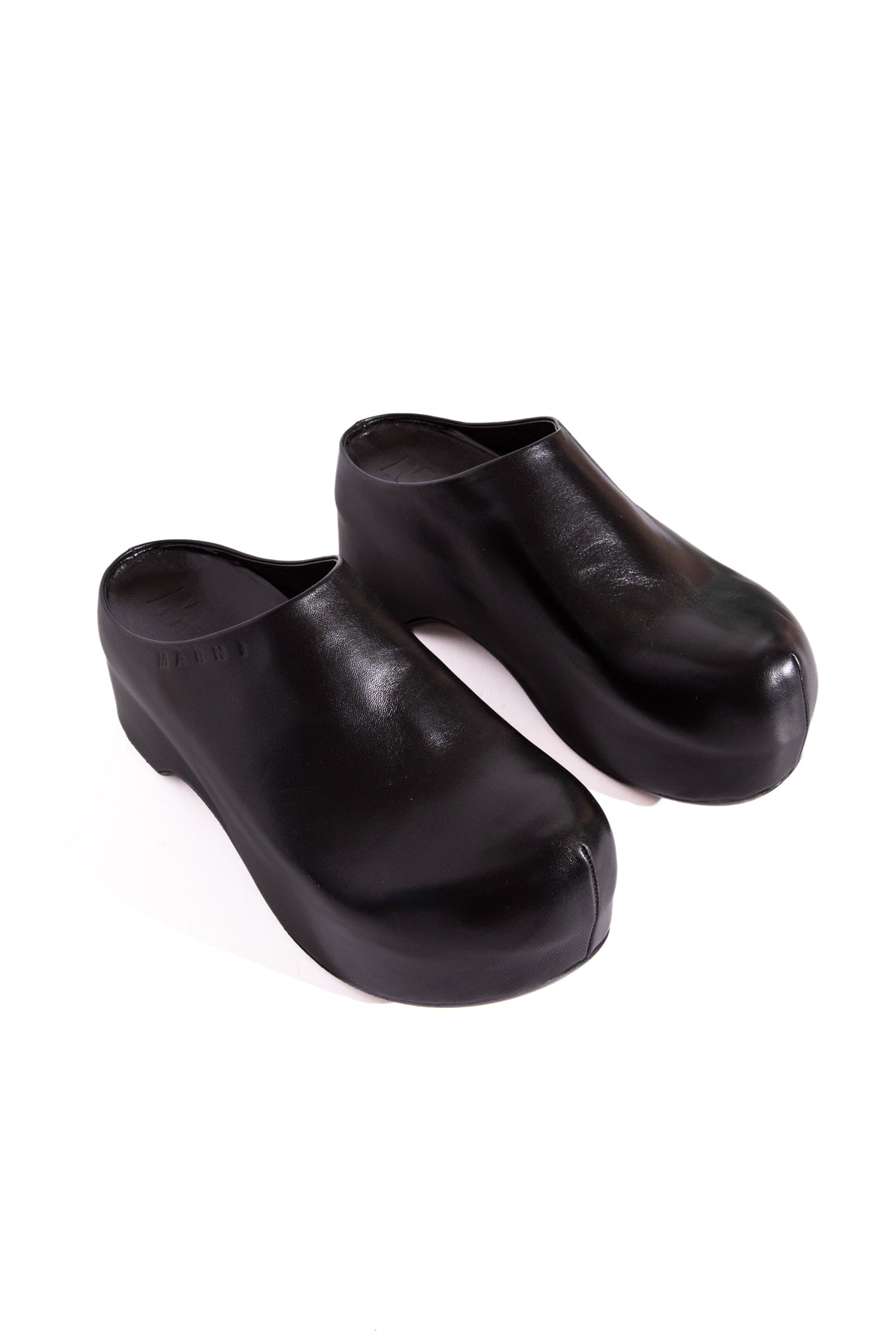 MARNI Black Leather Platform Bubble Clogs (Sz. 40)