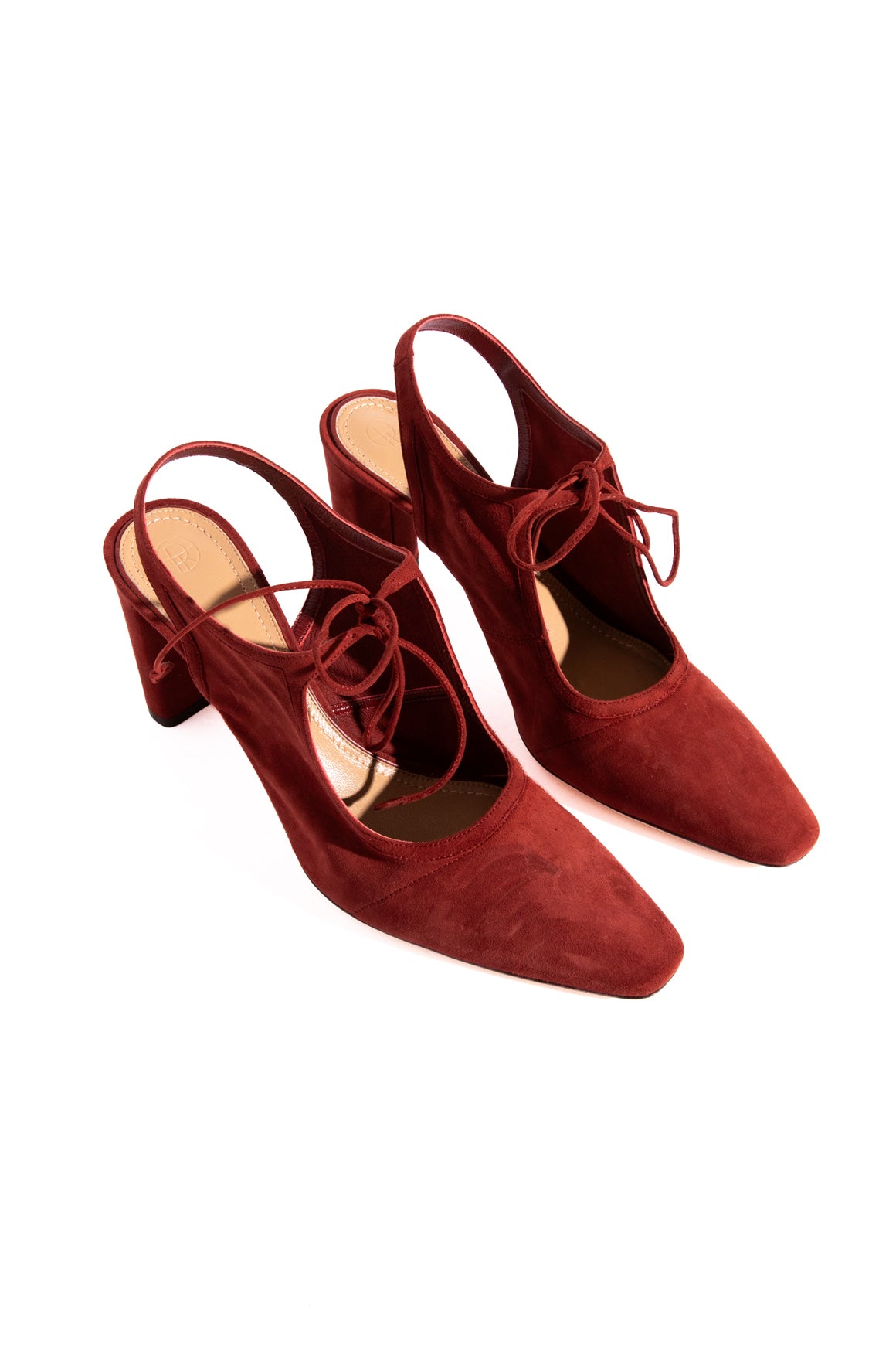 THE ROW Sienna Tie Front Suede MaryJane Heels (Sz. 40)