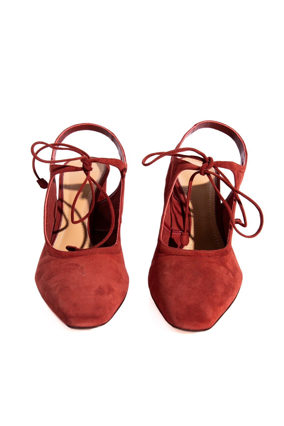 THE ROW Sienna Tie Front Suede MaryJane Heels (Sz. 40)