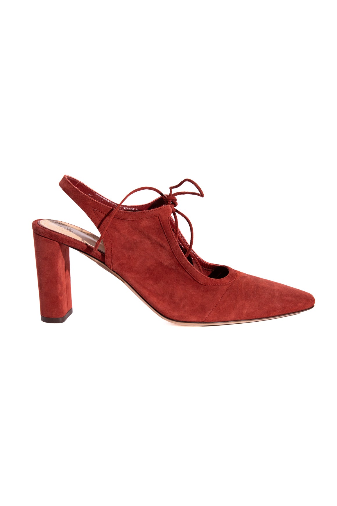 THE ROW Sienna Tie Front Suede MaryJane Heels (Sz. 40)