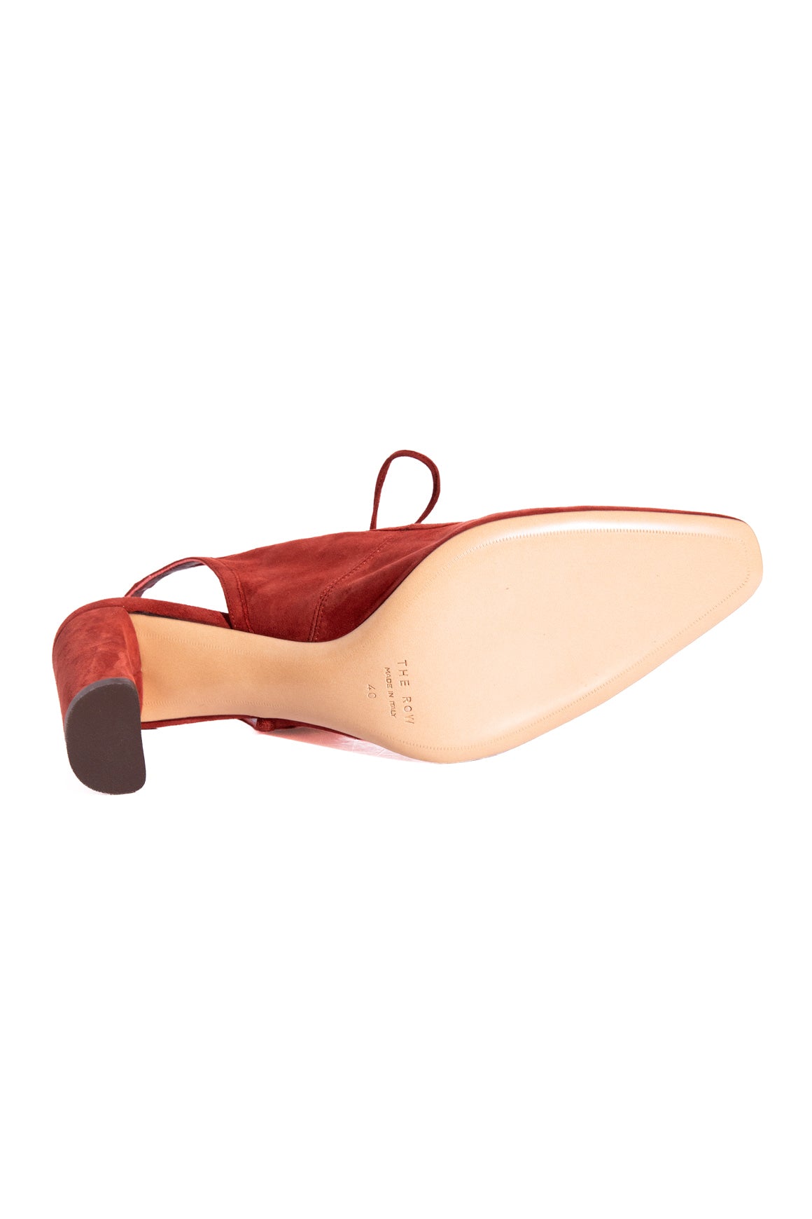 THE ROW Sienna Tie Front Suede MaryJane Heels (Sz. 40)