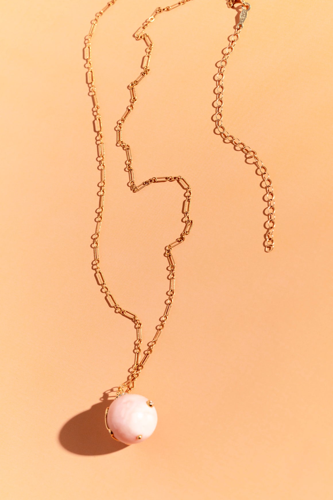 PAMELA LOVE 18k Gold & Pink Opal Diamond Pendant