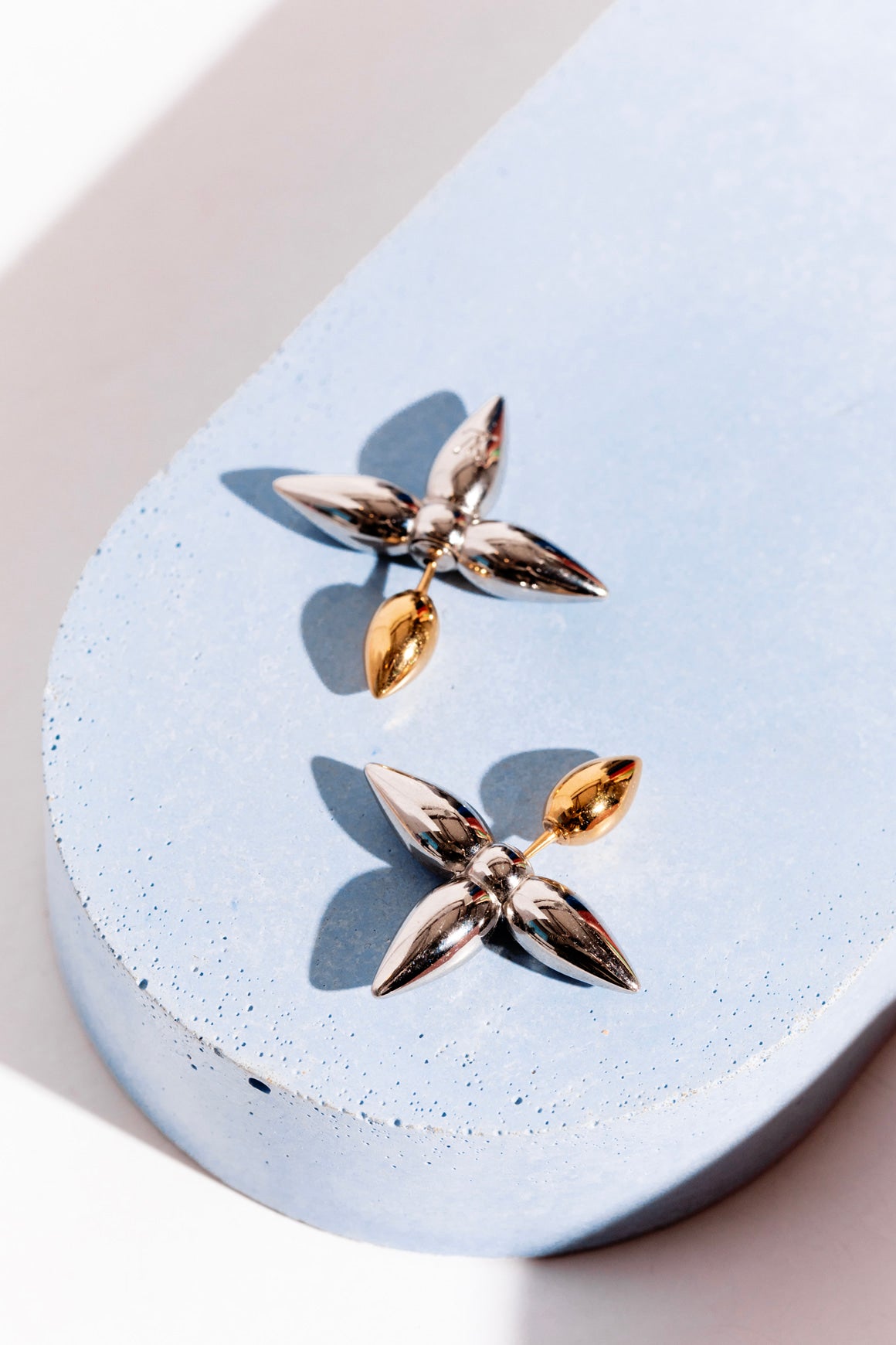 LOUIS VUITTON Silver & Gold 'Louisette' Earrings