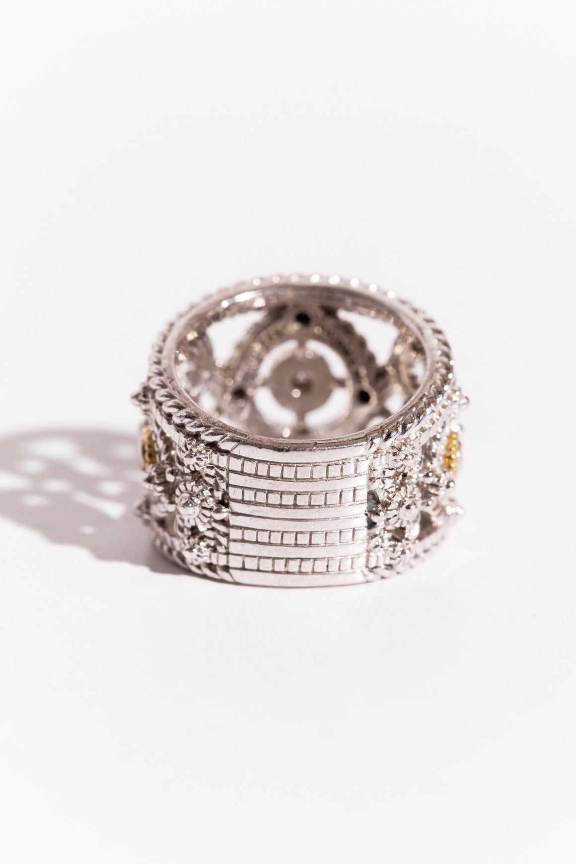 JUDITH RIPKA Silver/18K Diamond Detail Cigar Band