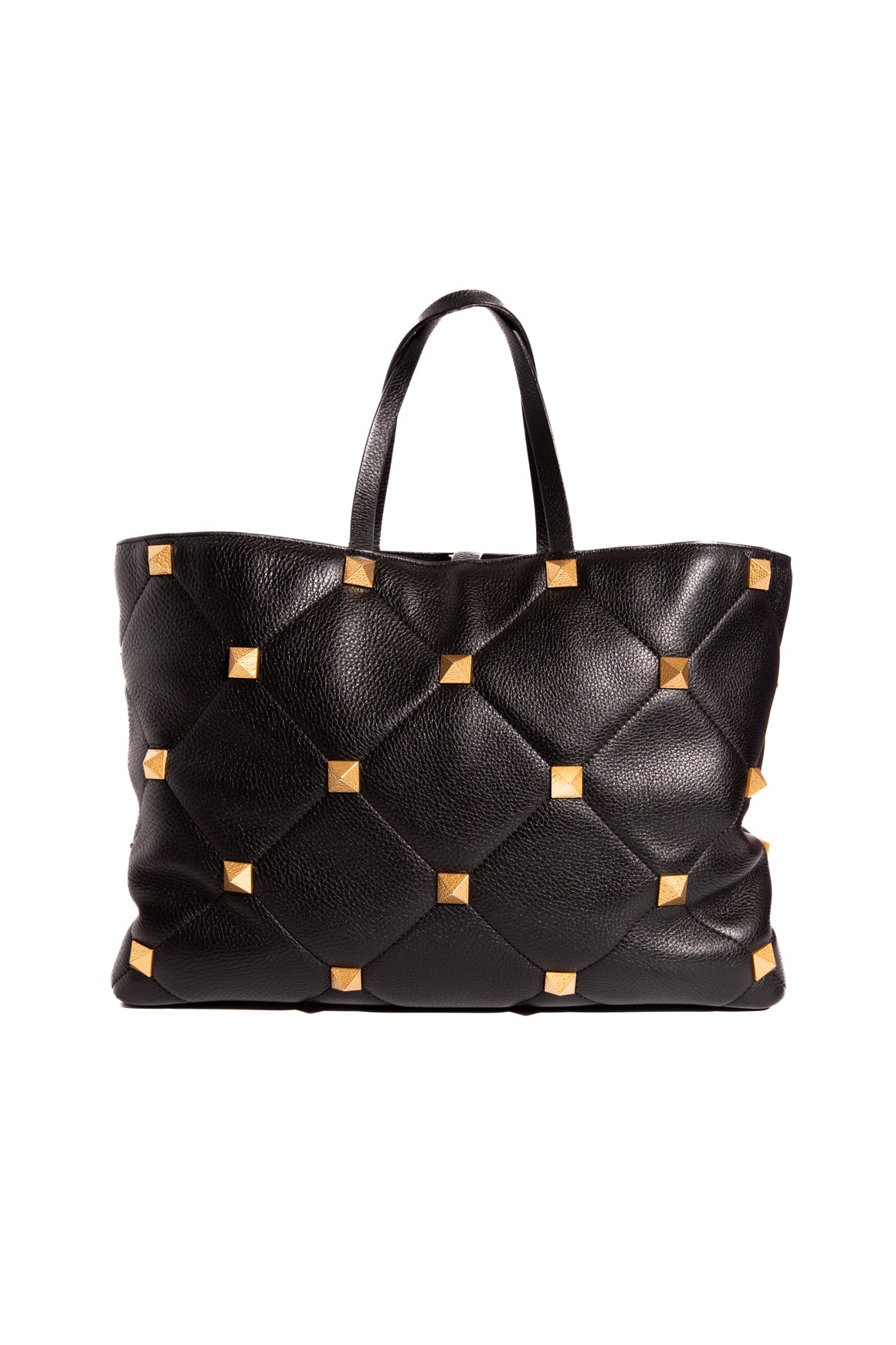 VALENTINO Black Large Rockstud Leather Roma Tote