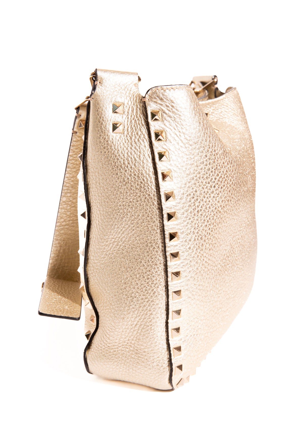 VALENTINO Gold Metallic Flip Lock Messenger Bag | MOSS Designer