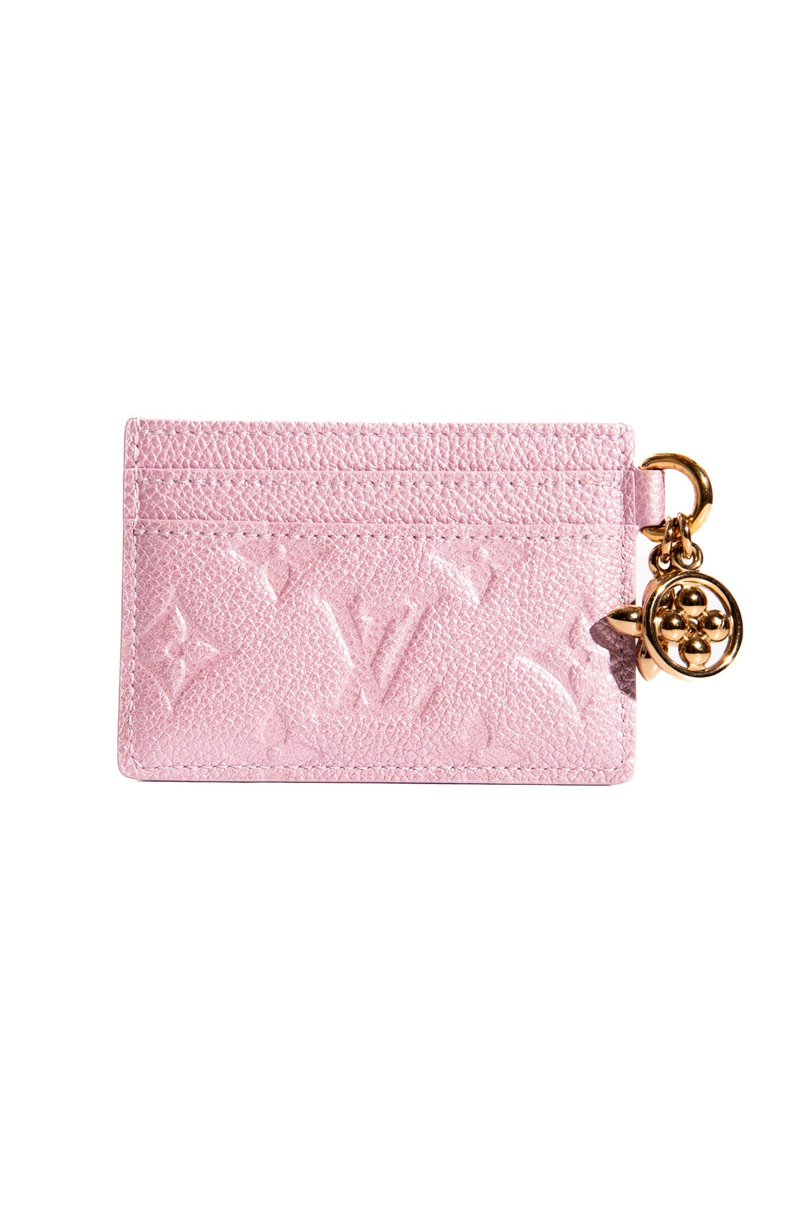 LOUIS VUITTON Metallic Pink Logo Charm Card Holder
