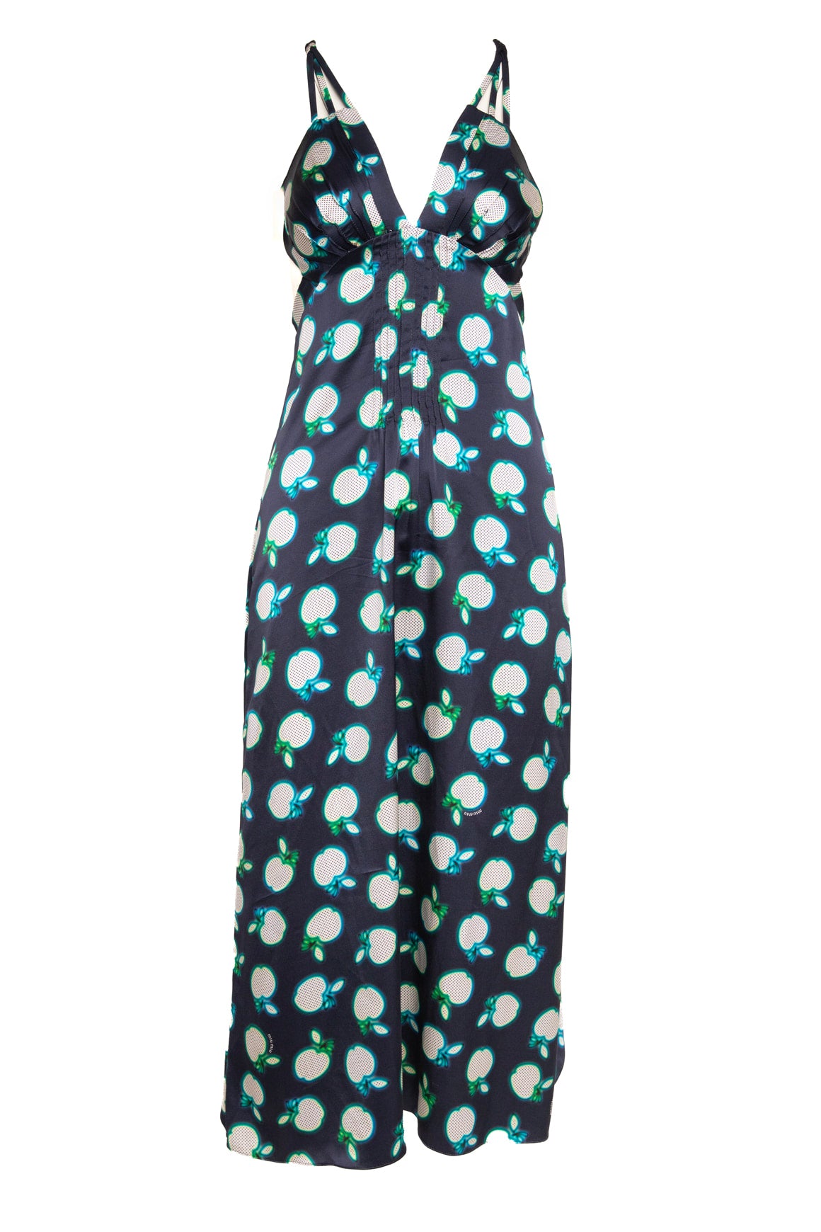 MIU MIU Blue Apple Print Maxi Dress (Sz. 4)