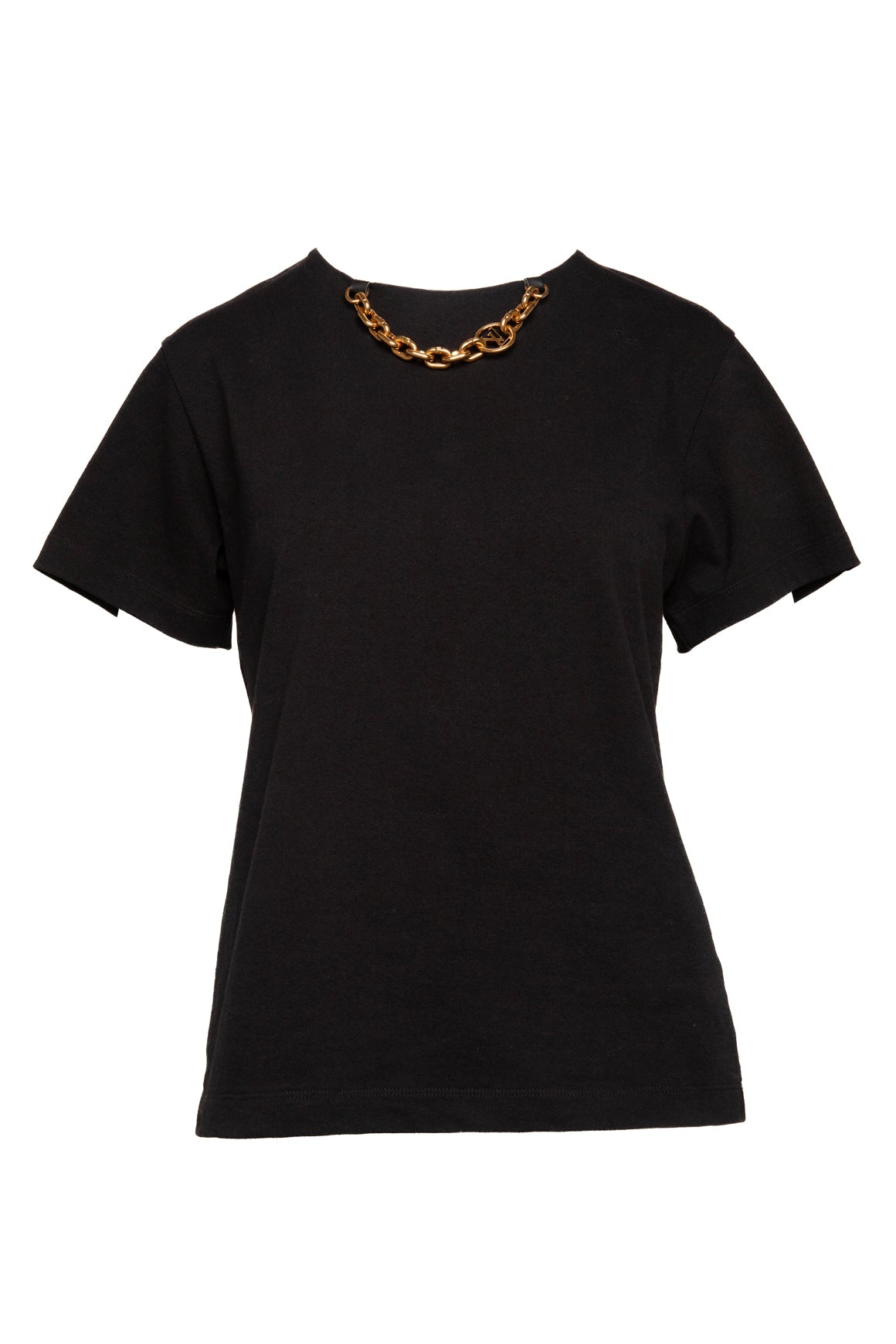 LOUIS VUITTON Black Chain Detail Tee Shirt (Sz. XS)