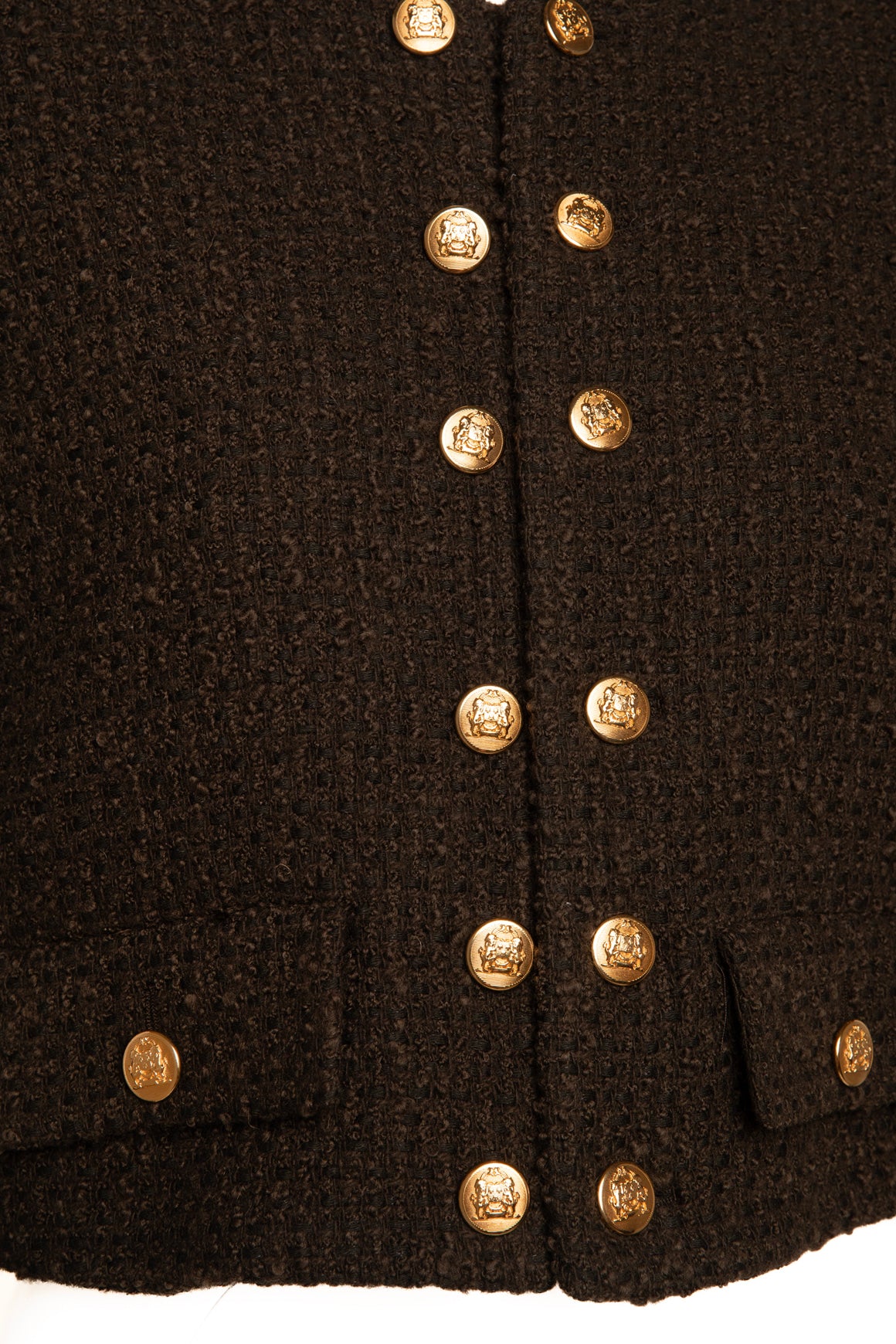 CELINE Olive Tweed Cropped Jacket (Sz. 38/2) | MOSS Consignment CELINE Olive Tweed Cropped Jacket (Sz. 38/2) | MOSS Consignment