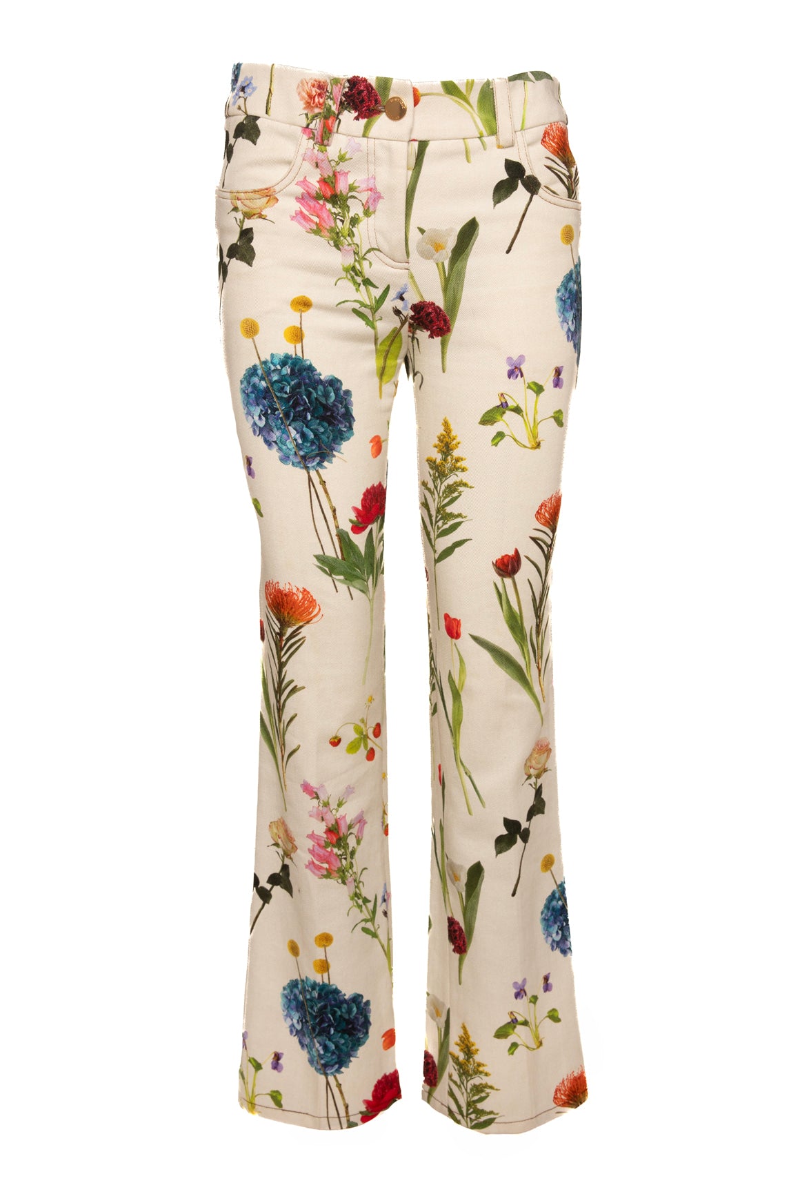 MOSCHINO Cream Botanical Print Jeans (Sz. 4)