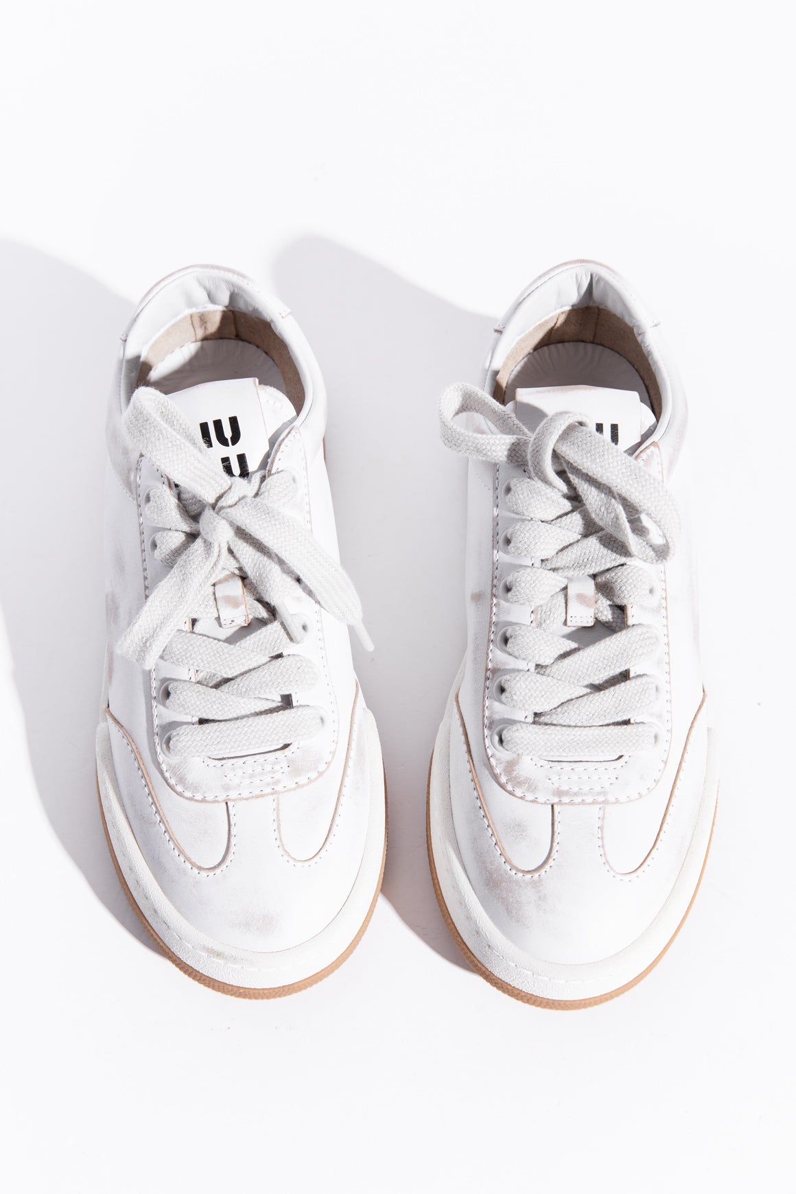 MIU MIU White Bleached Leather Sneakers (Sz. 39)