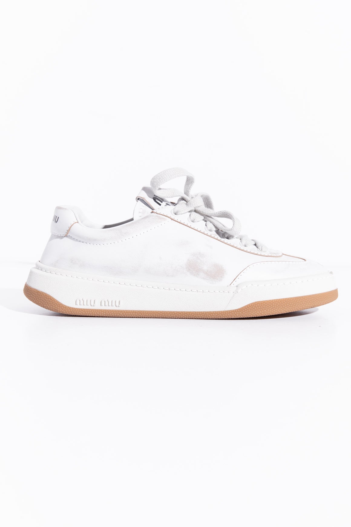 MIU MIU White Bleached Leather Sneakers (Sz. 39)