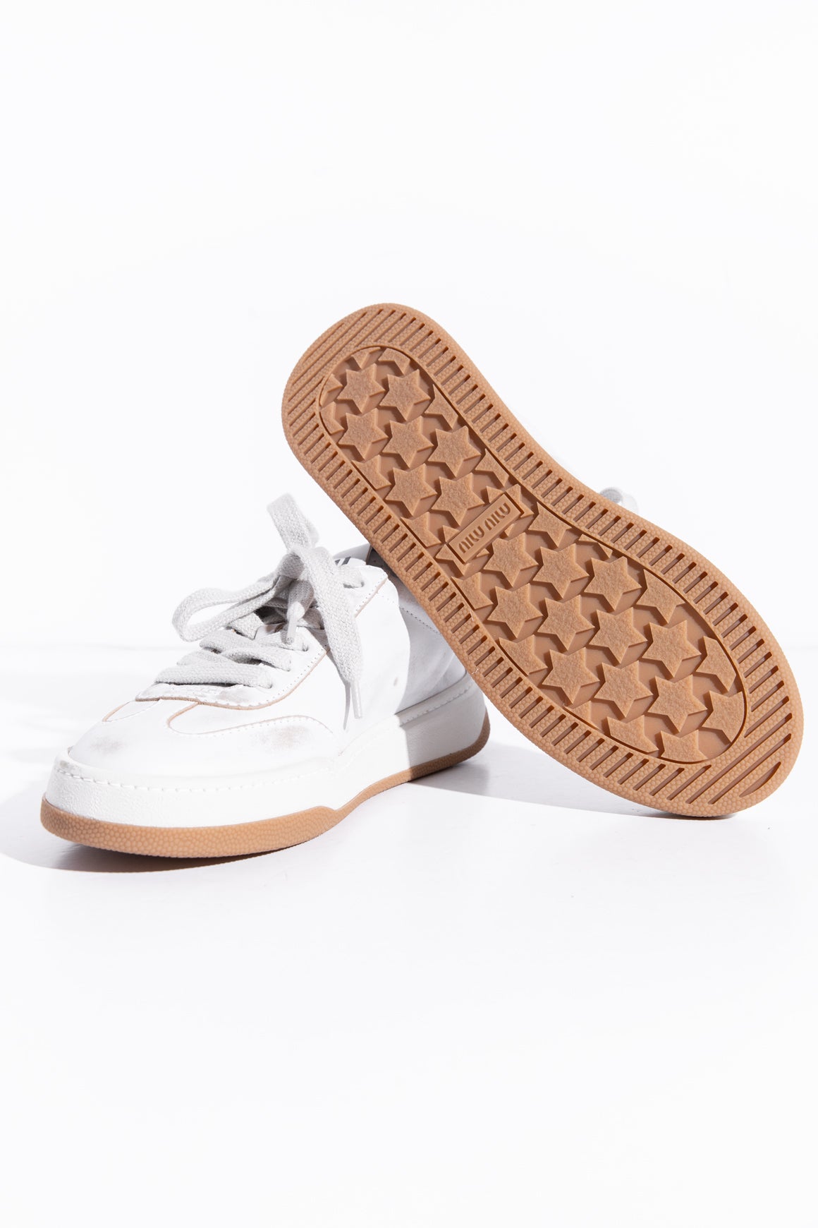 MIU MIU White Bleached Leather Sneakers (Sz. 39)