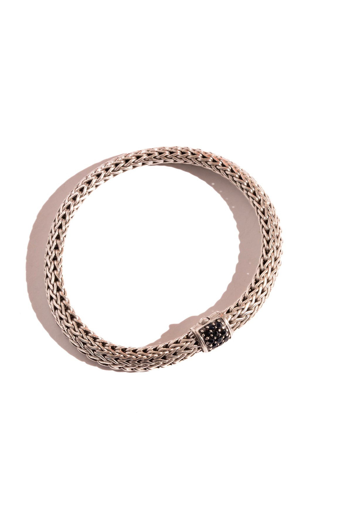 JOHN HARDY Silver Flex Cuff Icon Bracelet With Black Sapphire