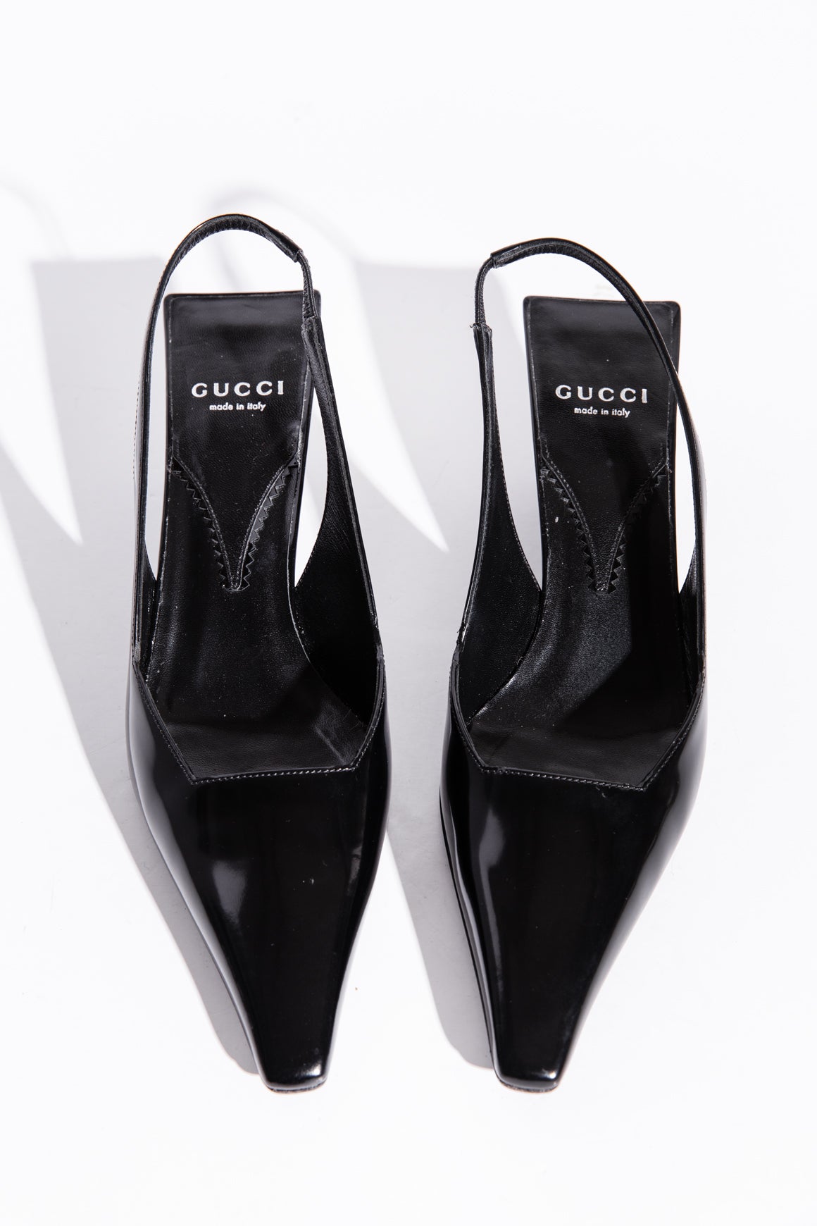 GUCCI Black Leather 55mm Slingback Pumps (Sz. 37.5)