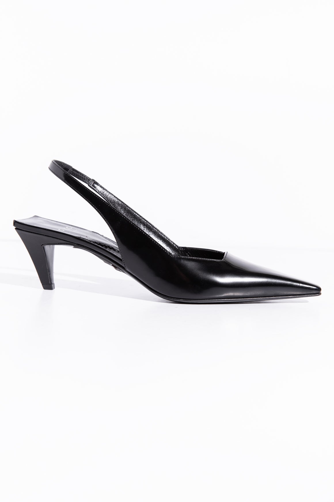 GUCCI Black Leather 55mm Slingback Pumps (Sz. 37.5)