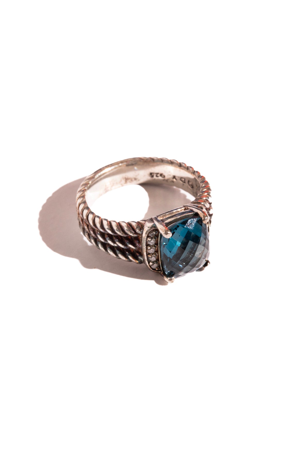 DAVID YURMAN Blue Topaz & Diamond Chatelaine Ring