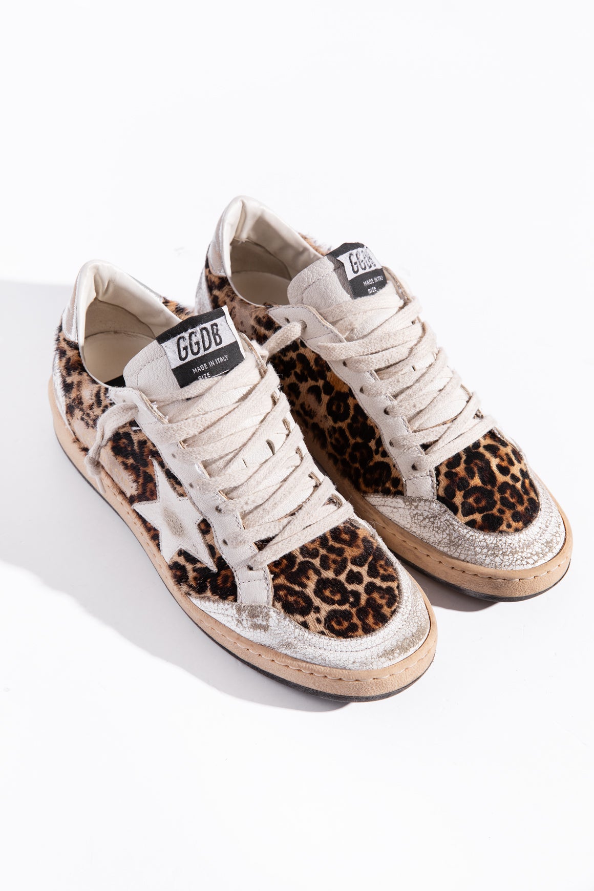 GOLDEN GOOSE Leopard Print "Ballstar" Sneakers (Sz. 38)