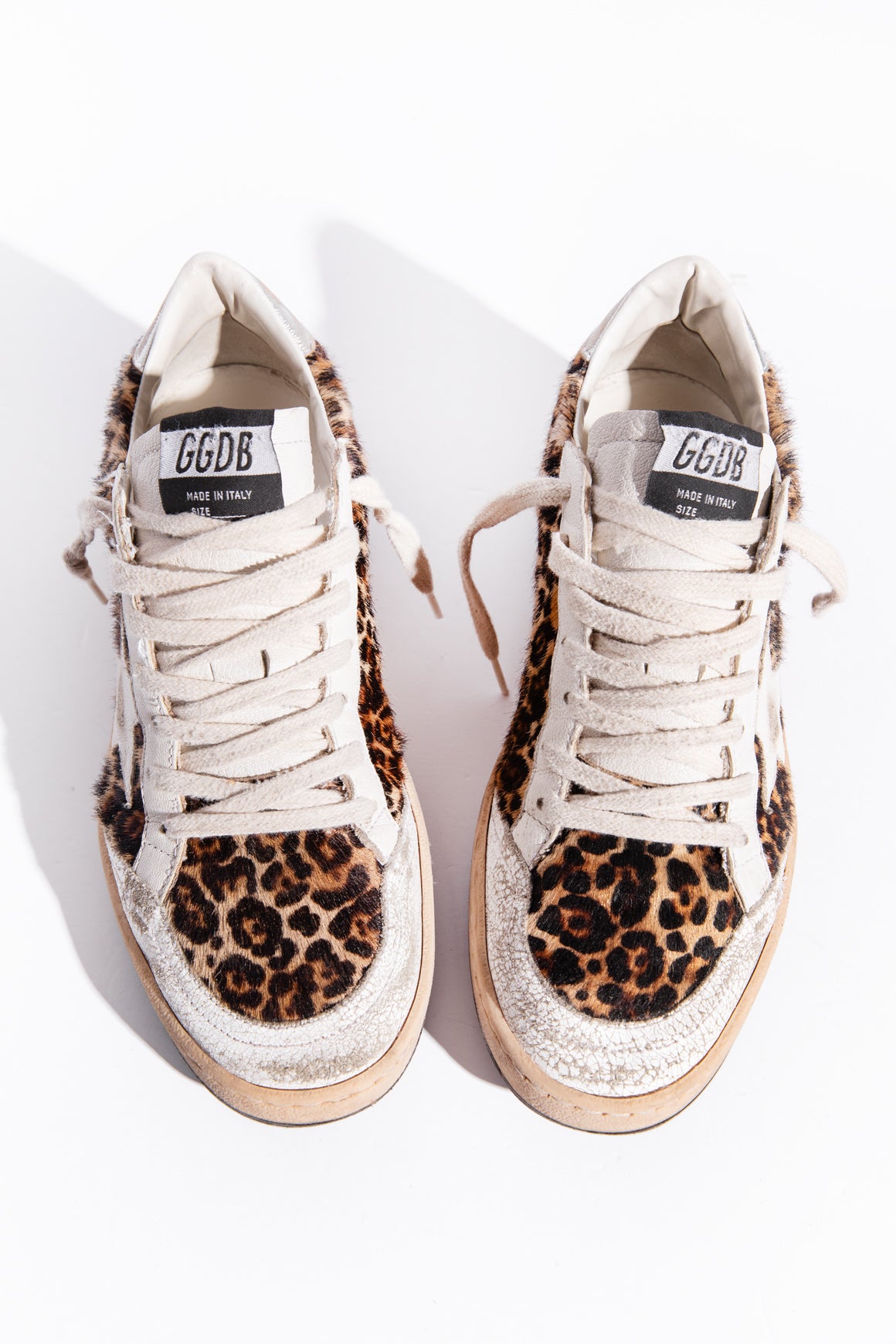 GOLDEN GOOSE Leopard Print "Ballstar" Sneakers (Sz. 38)