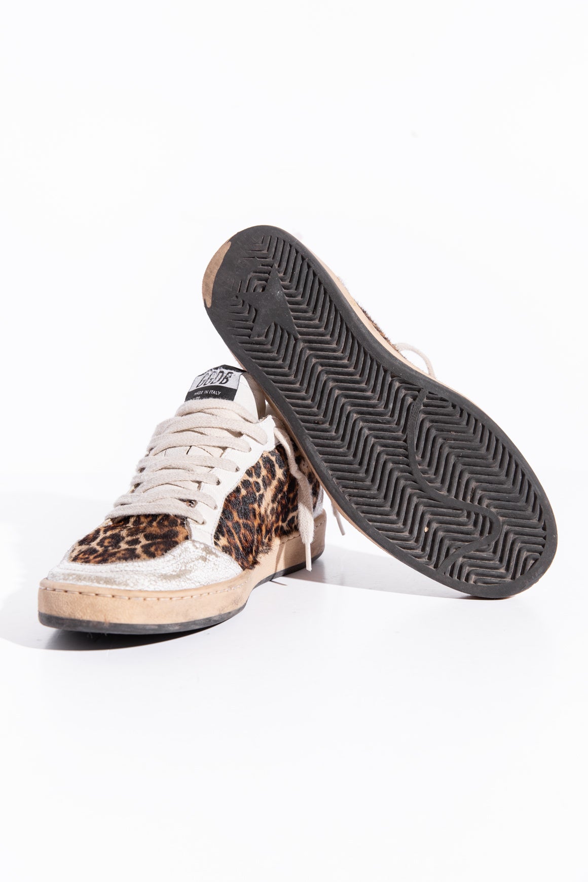 GOLDEN GOOSE Leopard Print "Ballstar" Sneakers (Sz. 38)