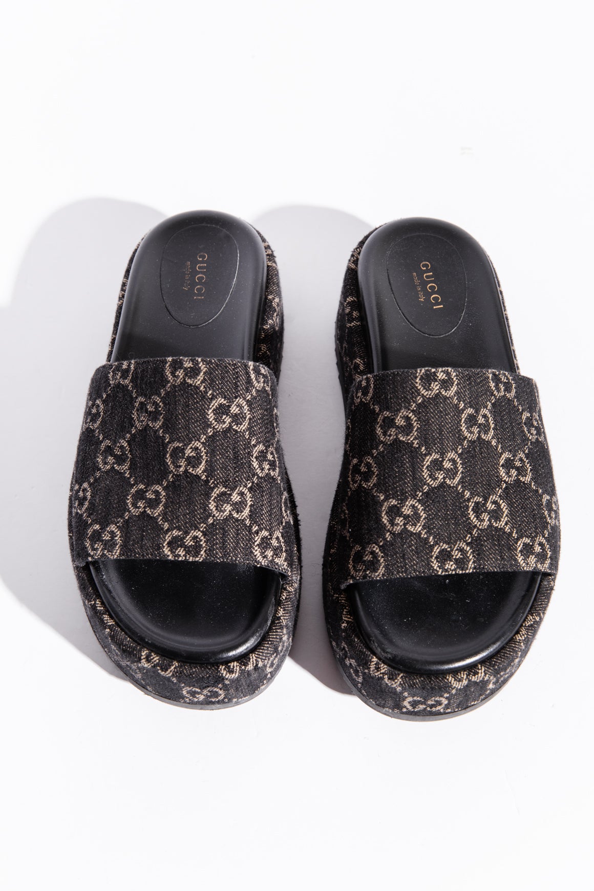 GUCCI Black "Angelina" Platform Slides (Sz. 38)