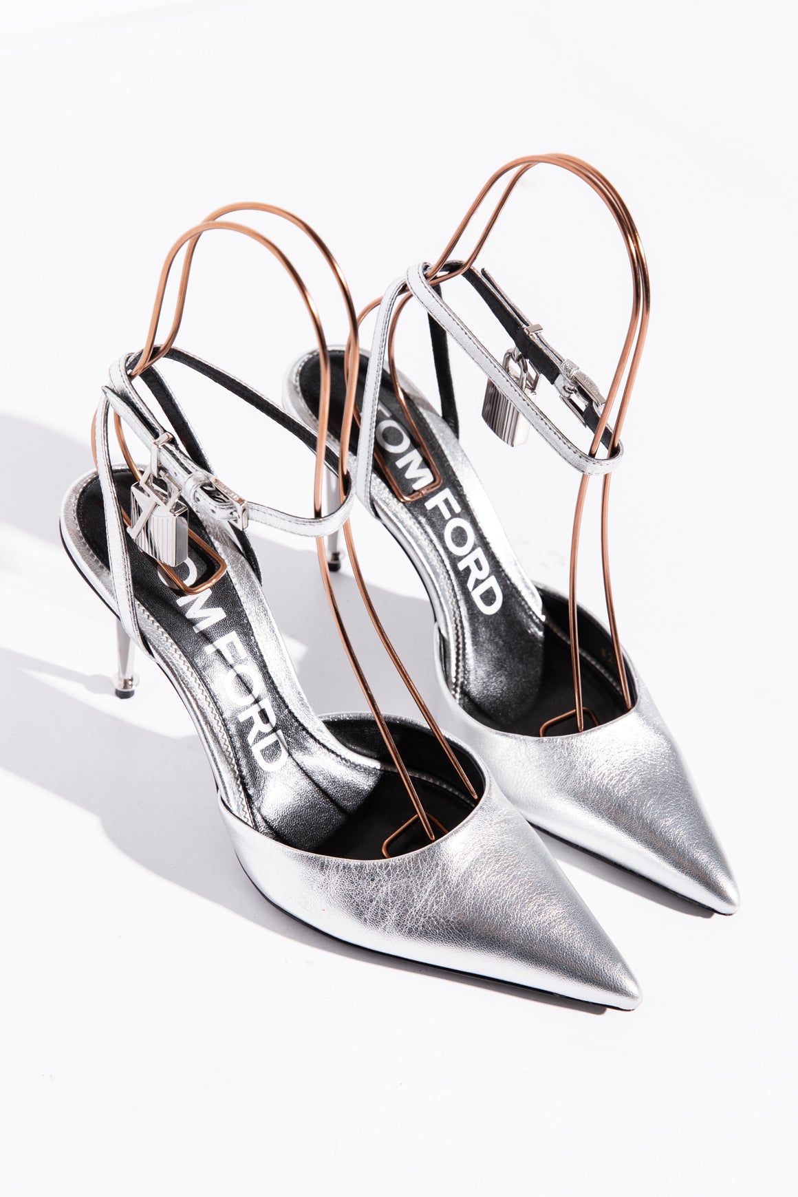 TOM FORD Silver Padlock Pumps (Sz. 36.5)