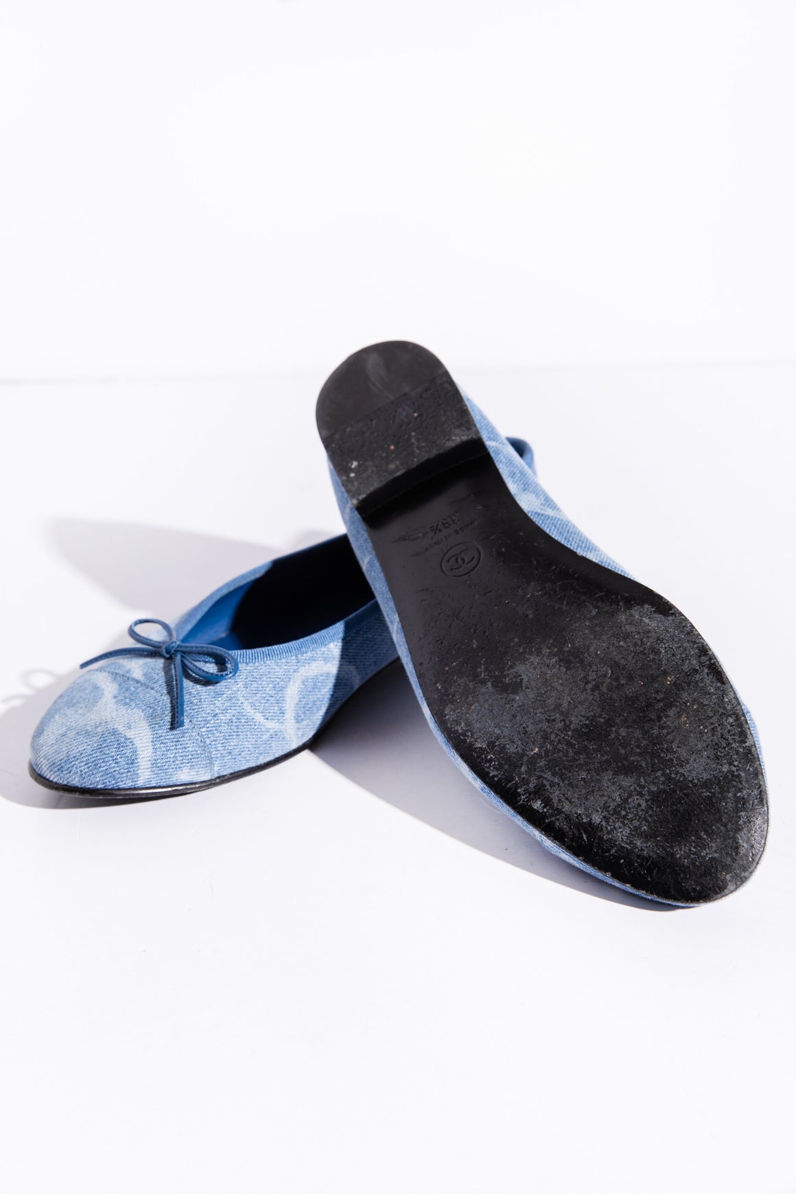 CHANEL Blue Denim Ballet Flats (Sz. 39.5)