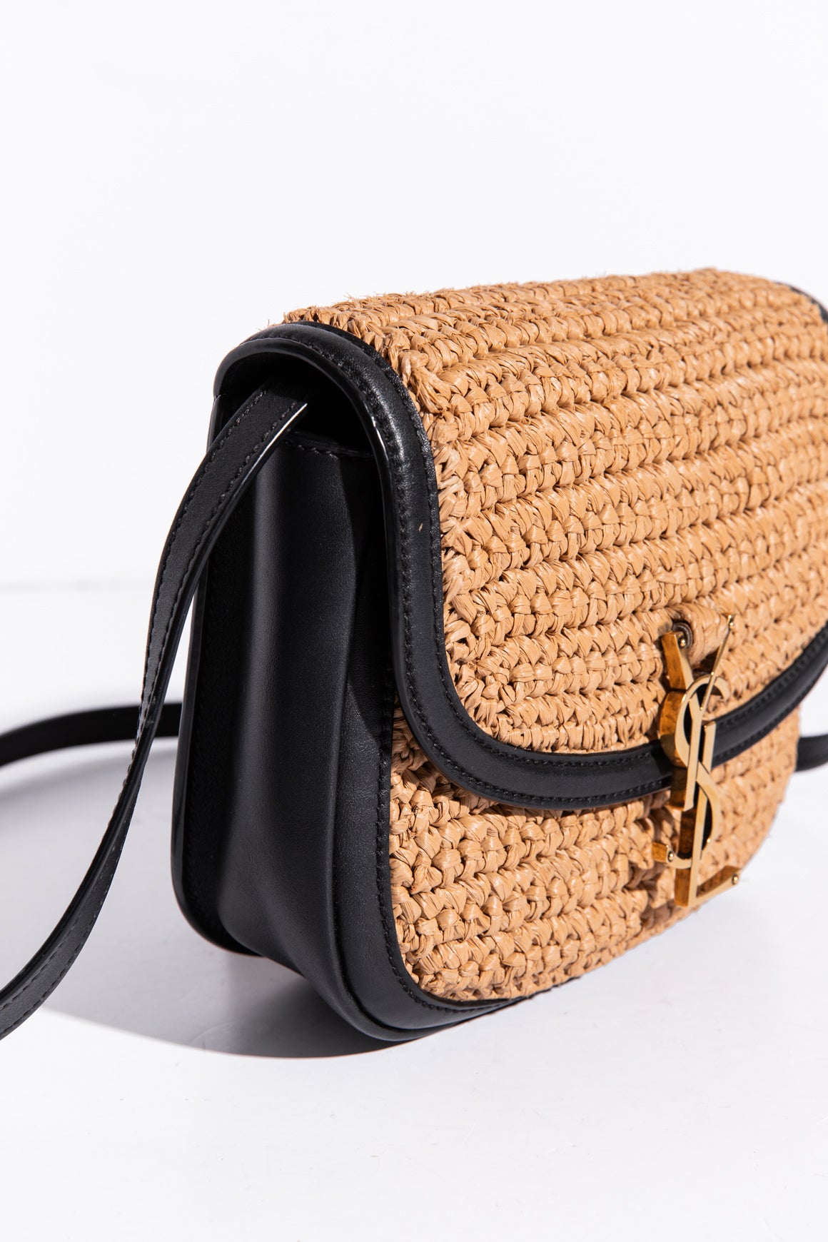 SAINT LAURENT Leather 
Raffia Small Kaia Bag