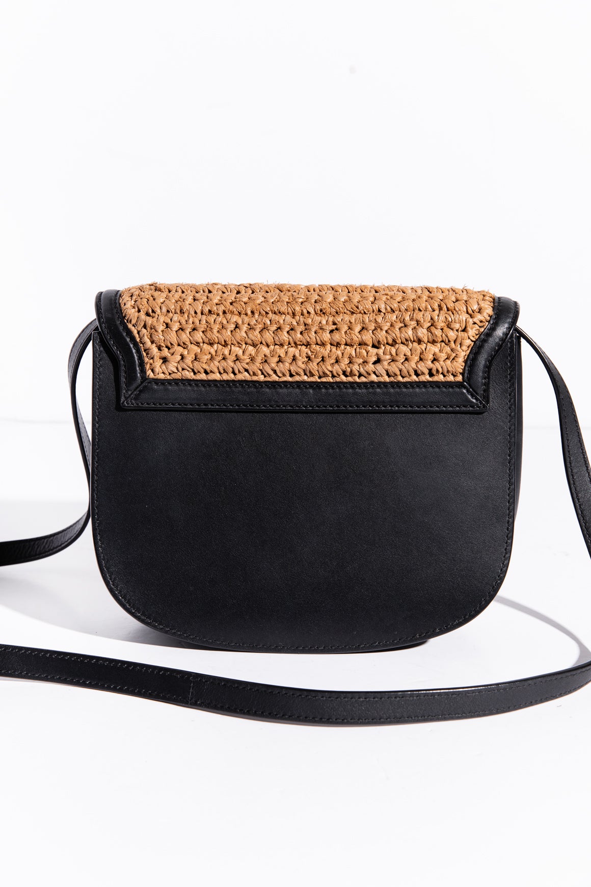 SAINT LAURENT Leather 
Raffia Small Kaia Bag