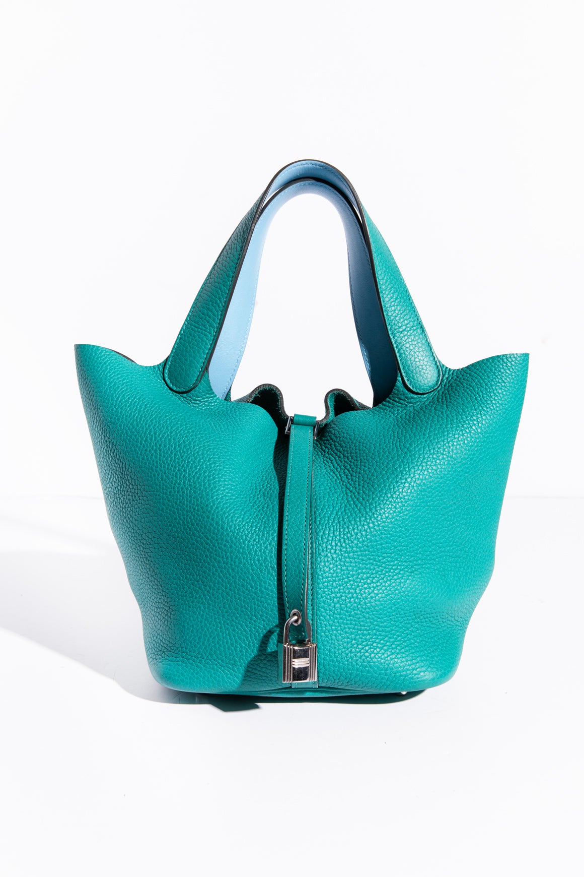 HERMES Vert Verone Clemence Picotin Lock 22 Bag