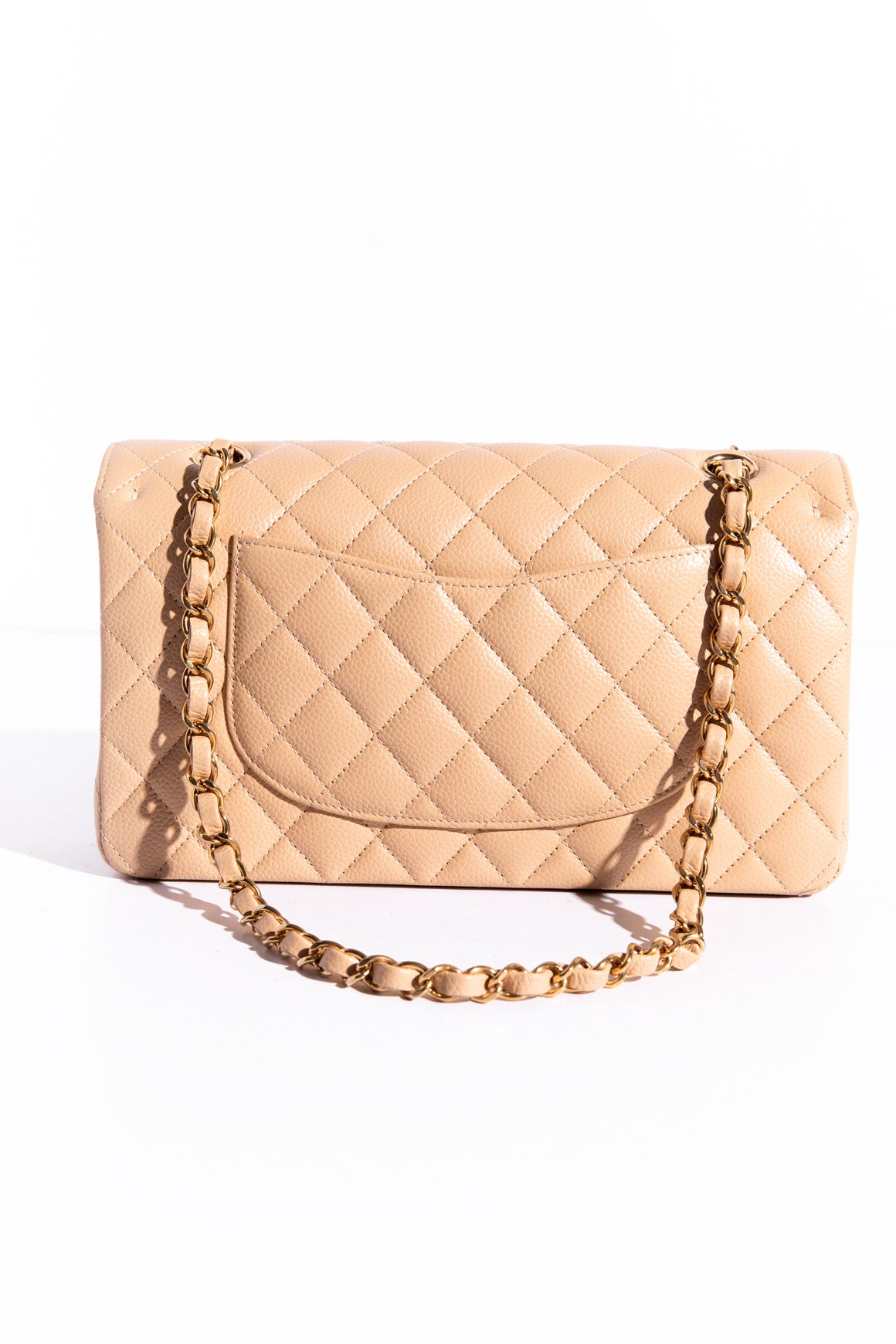 CHANEL Beige Caviar Medium Double Flap Handbag