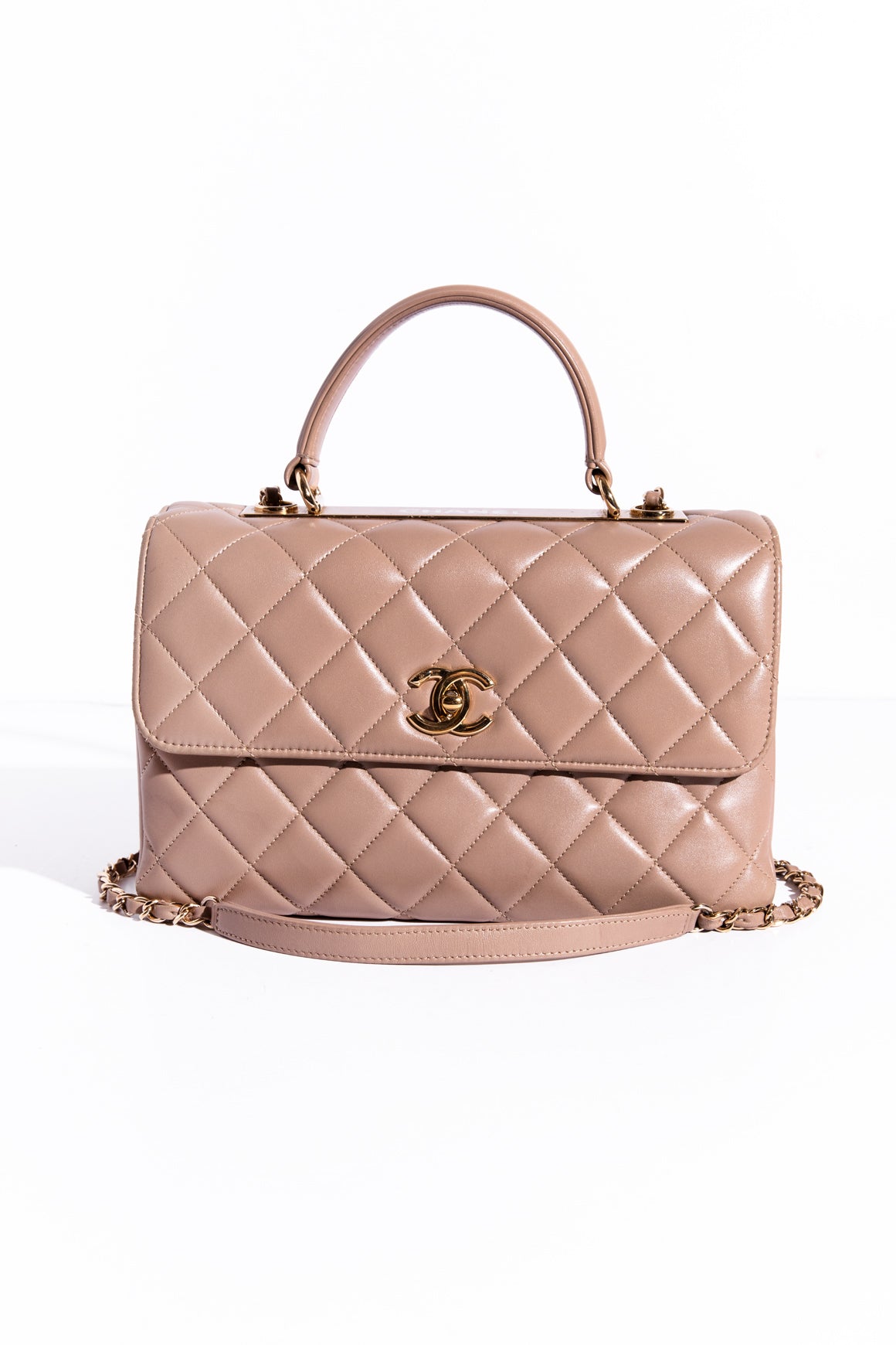 CHANEL Taupe CC Trendy Top Handle Handbag