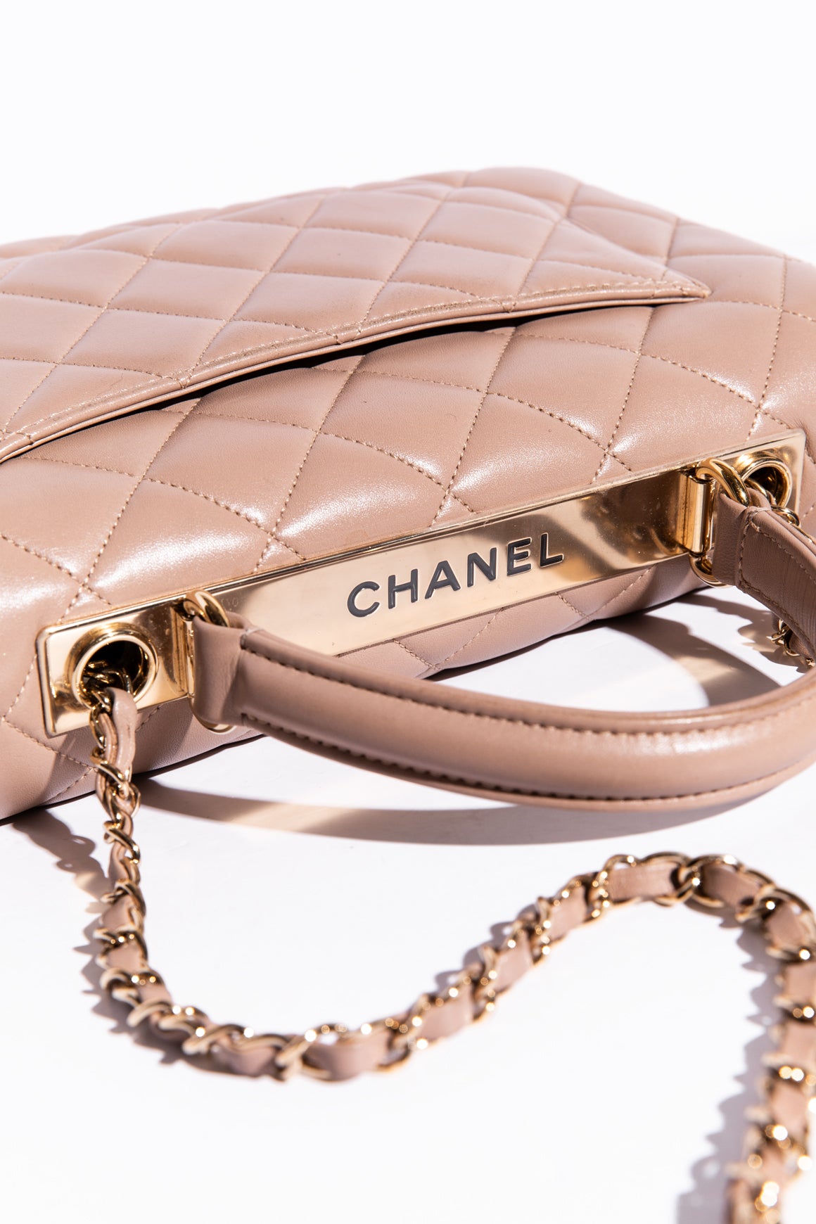 CHANEL Taupe CC Trendy Top Handle Handbag