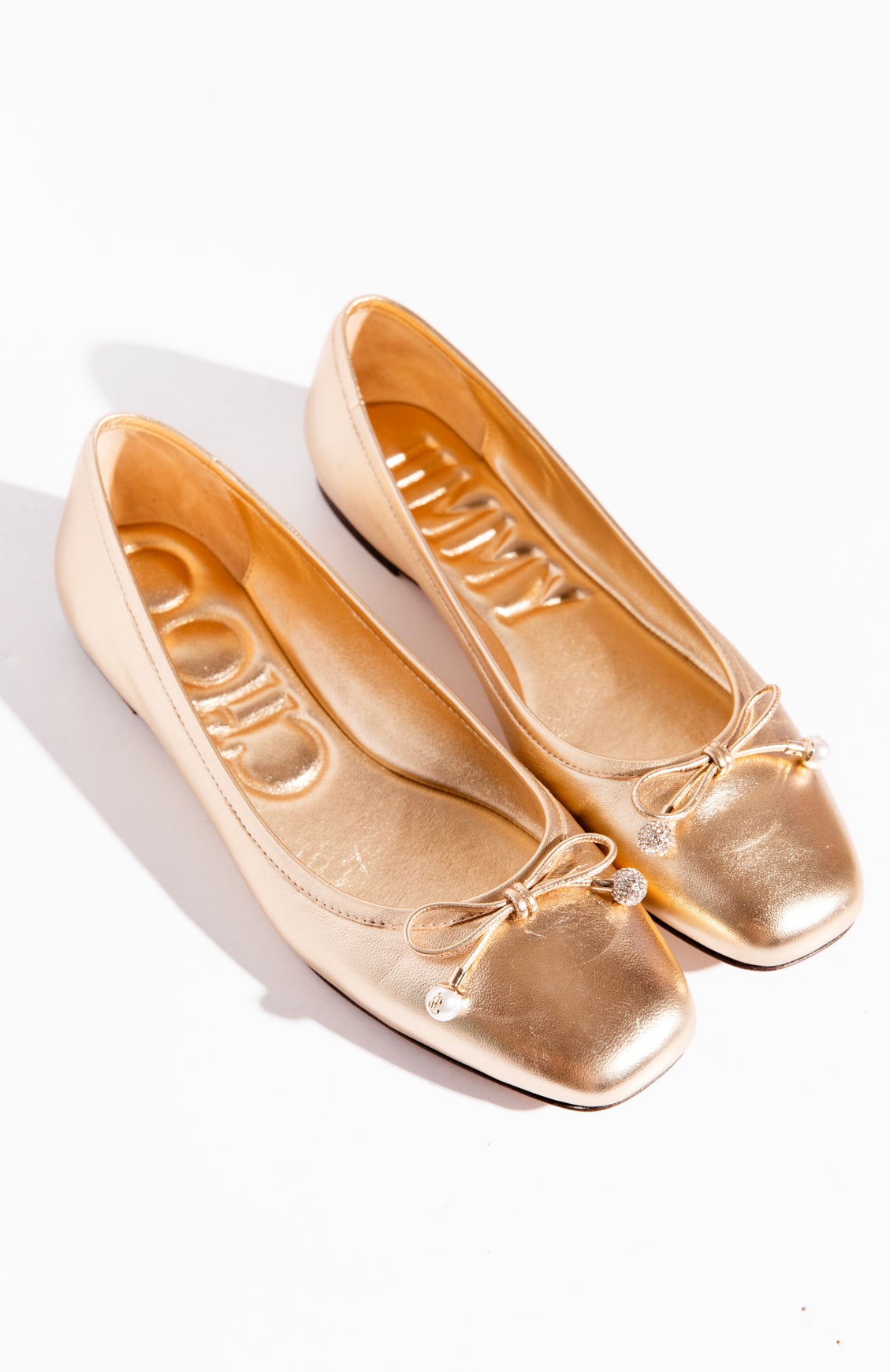 JIMMY CHOO Gold Metallic Ballet Flats (Sz. 39.5)