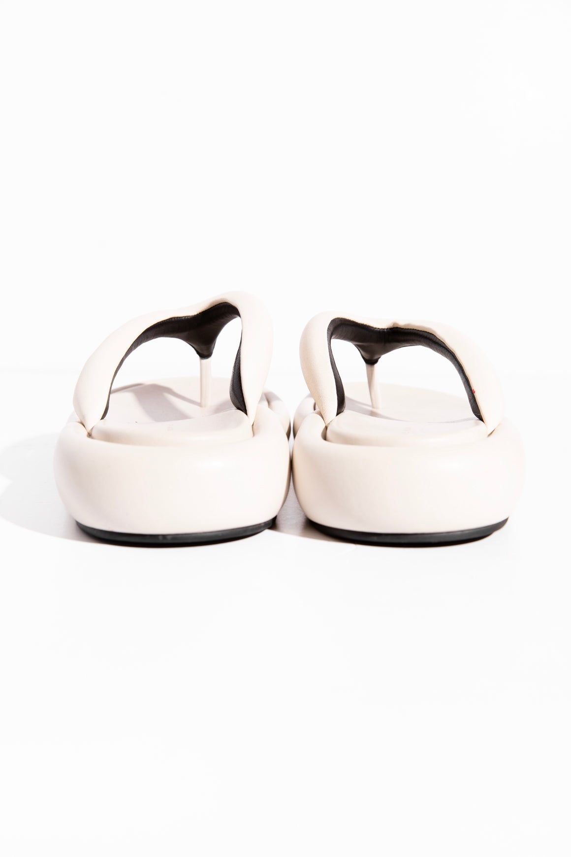 THE ROW Cream Padded Leather Flip-Flops (Sz. 38)