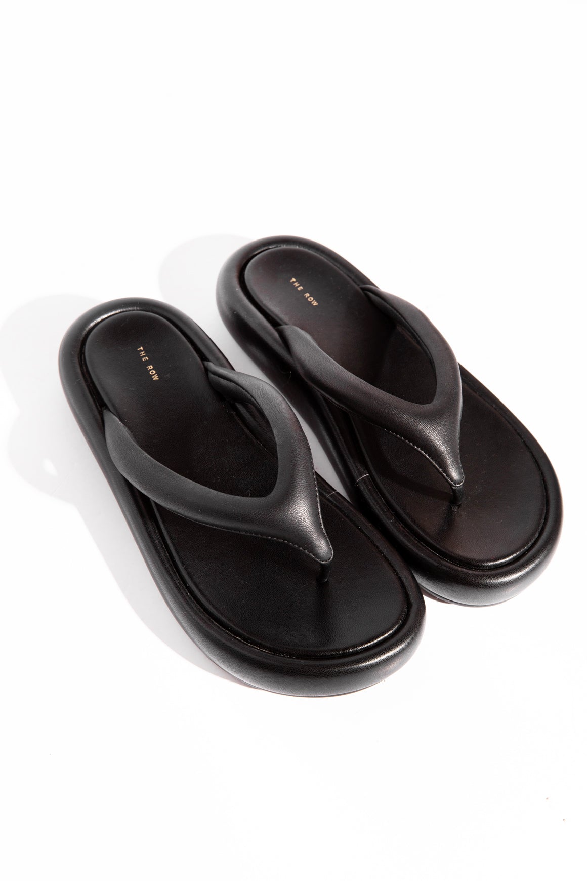 THE ROW Black Padded Ginza Flip Flops (Sz. 37)