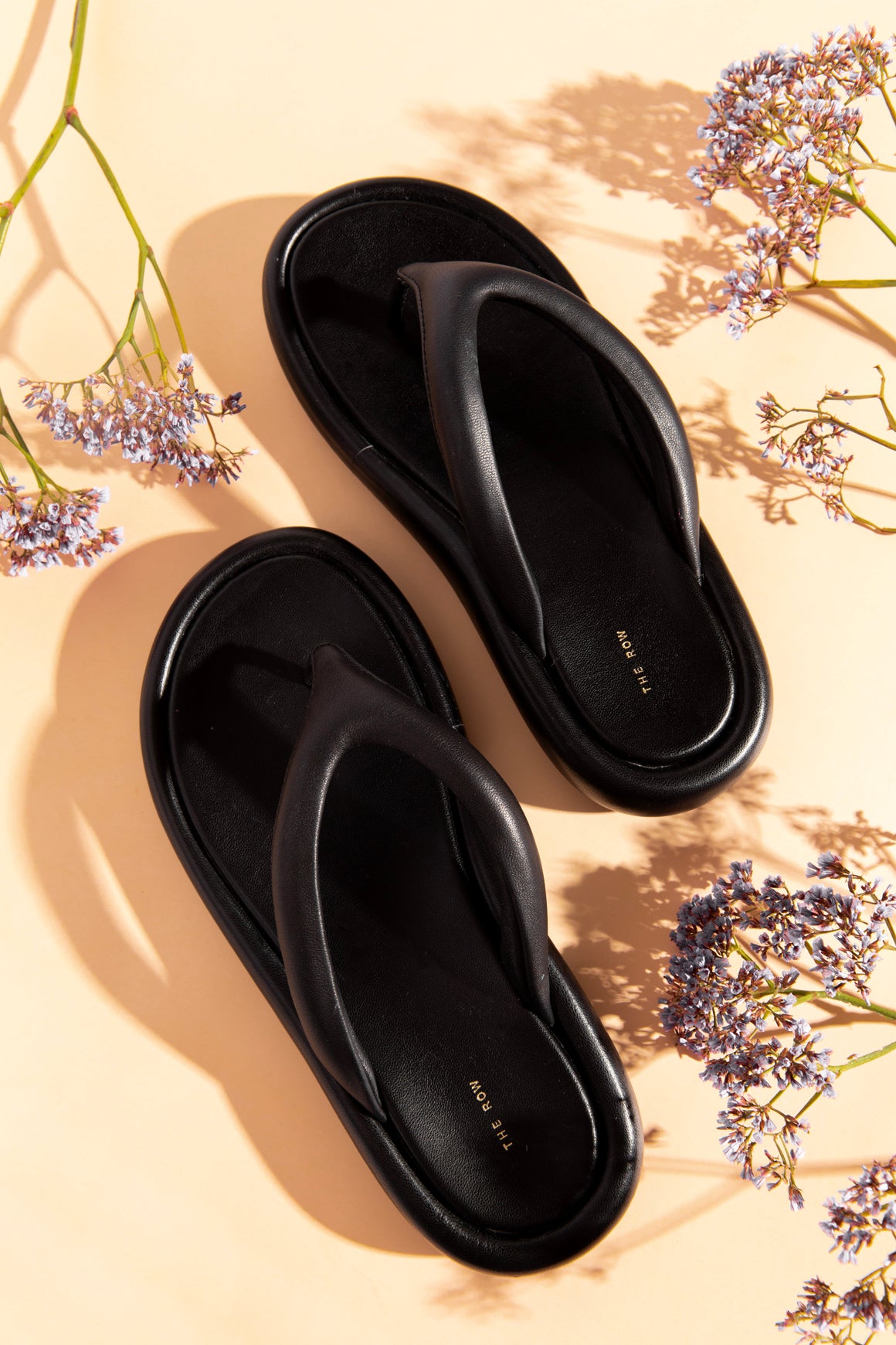 THE ROW Black Padded Ginza Flip Flops (Sz. 37)